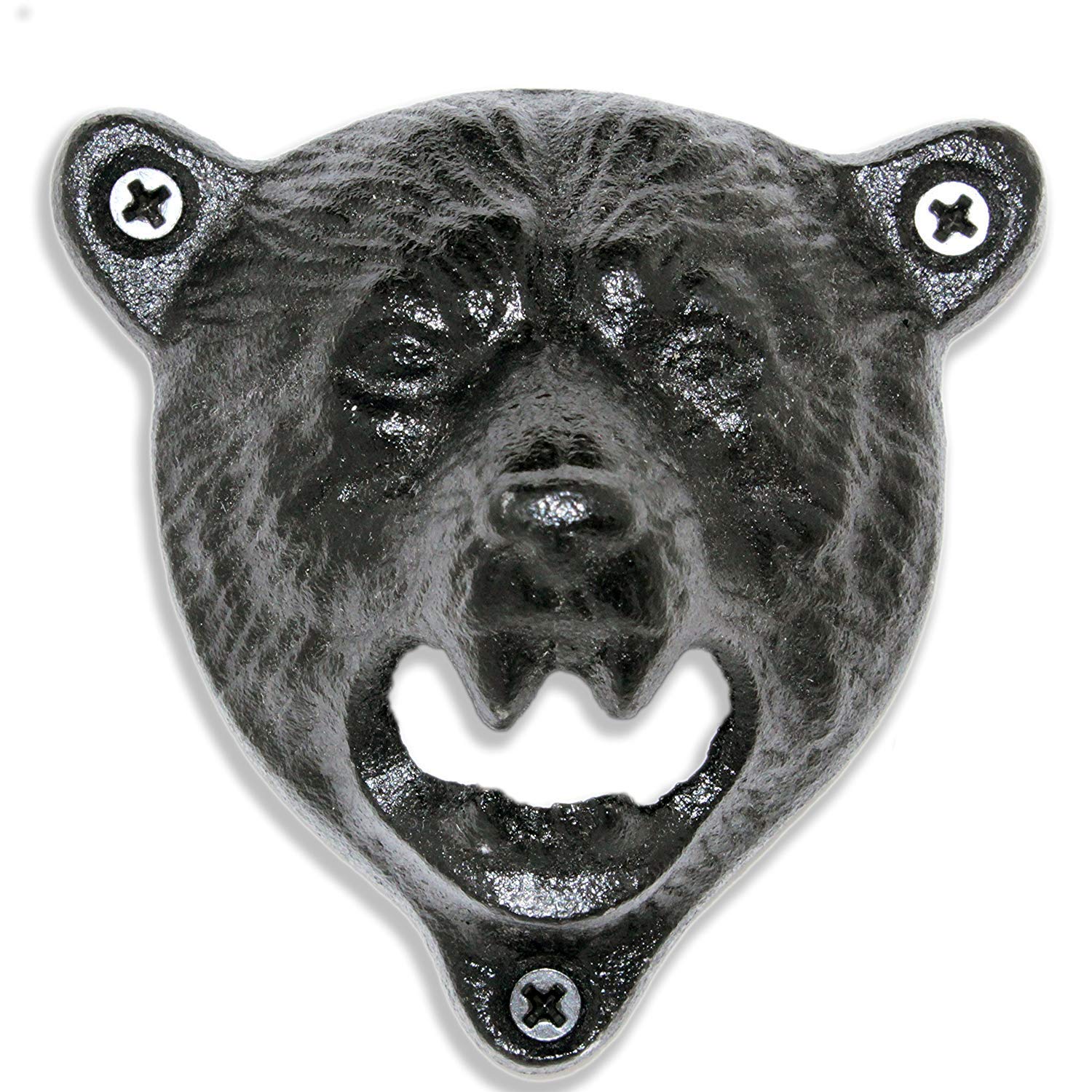 BarSoulManual Bear Type Black Wall Mounted Bottle Bartending Tool Beer Opener