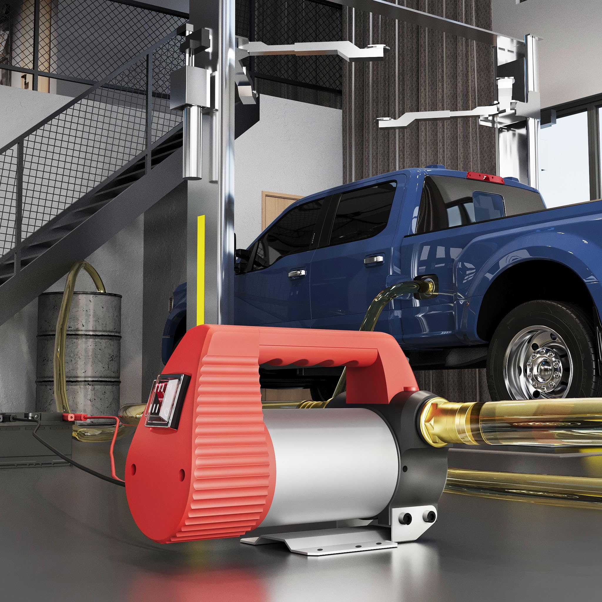 Wiltec Pompe d'aspiration à Fuel Diesel auto-amorçante – 12 V / 160 W / 40 l/min – avec Bornes de batterie – Pour gazole et huile de diesel, vidange transvasement
