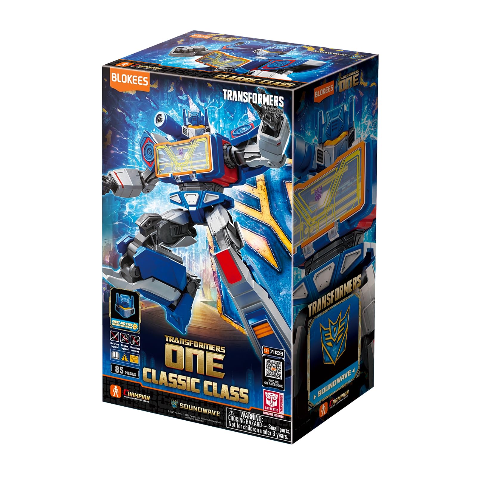 BLOKEES Transformers Classic Class Elita-1 – Figurine Articulée à Construire 12 Cm, Licence Officielle, Yeux LED Lumineux