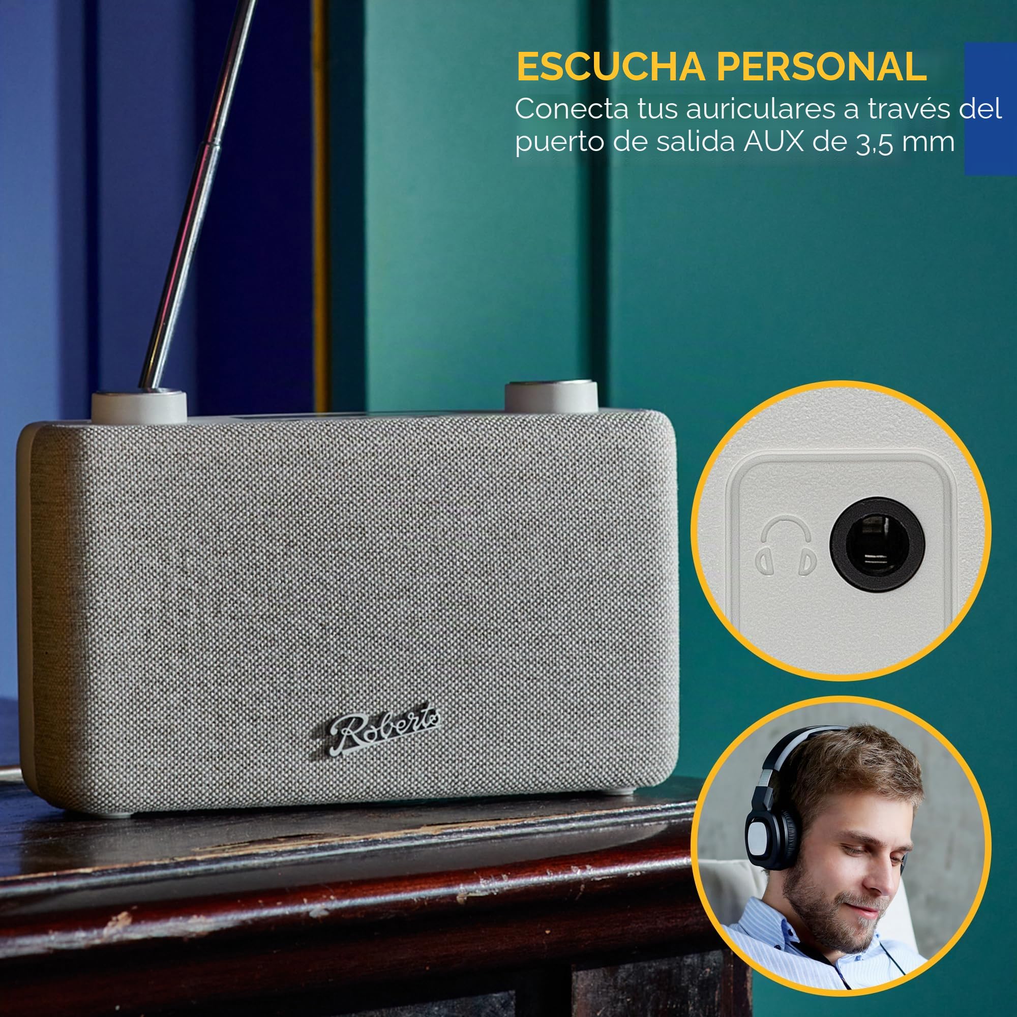Roberts Radio Play11 Dab/Dab+/FM Digital - Blanco - Portátil - Enchufe para Auriculares