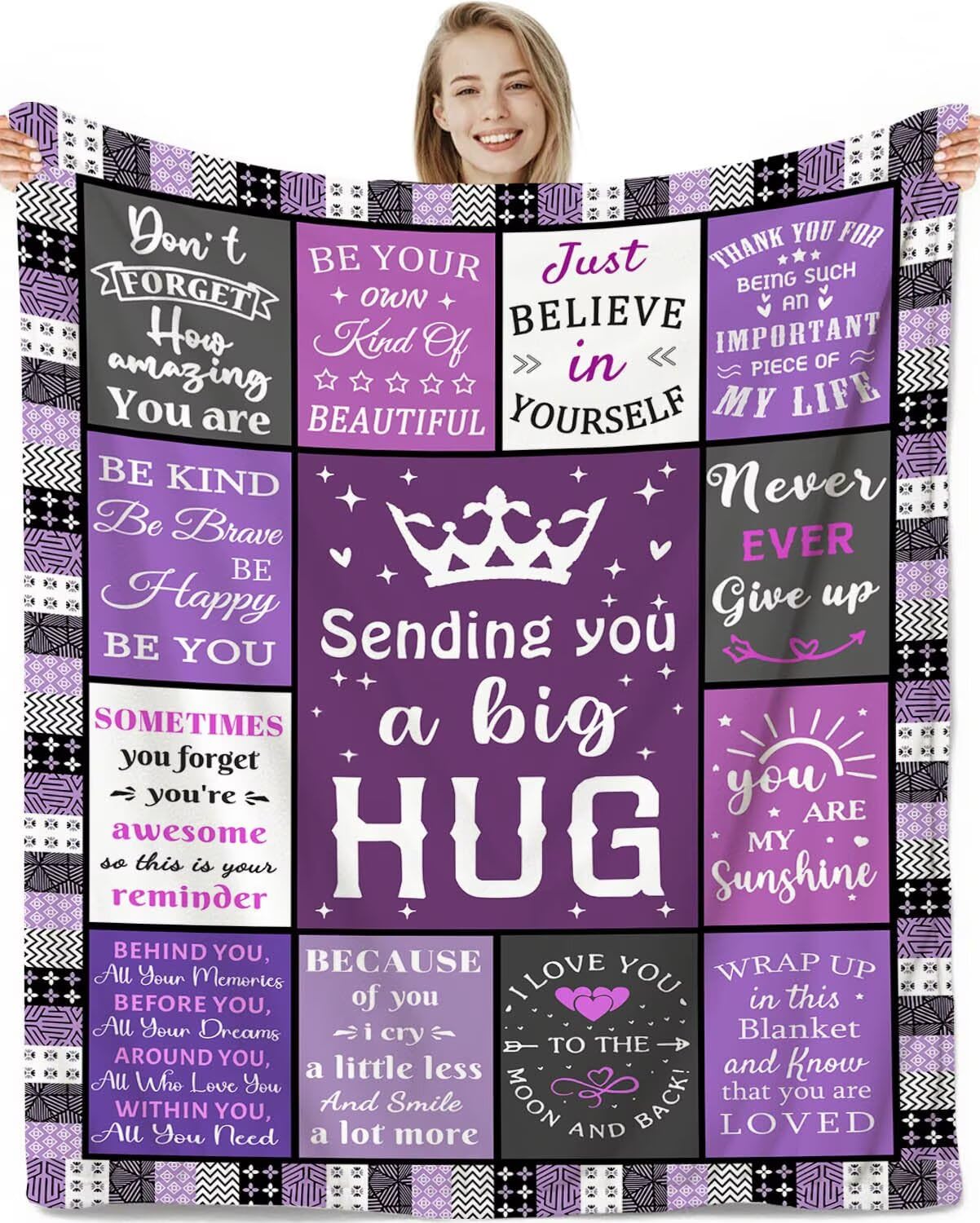 Gifts for Best Friend Hug Blanket 150 x 130 cm | Thinking of You/Get Well Soon Gifts for Women, Friendship Flannel Blanket Inspirational Encouragement Sympathy Present for Sister Bestie — image 1