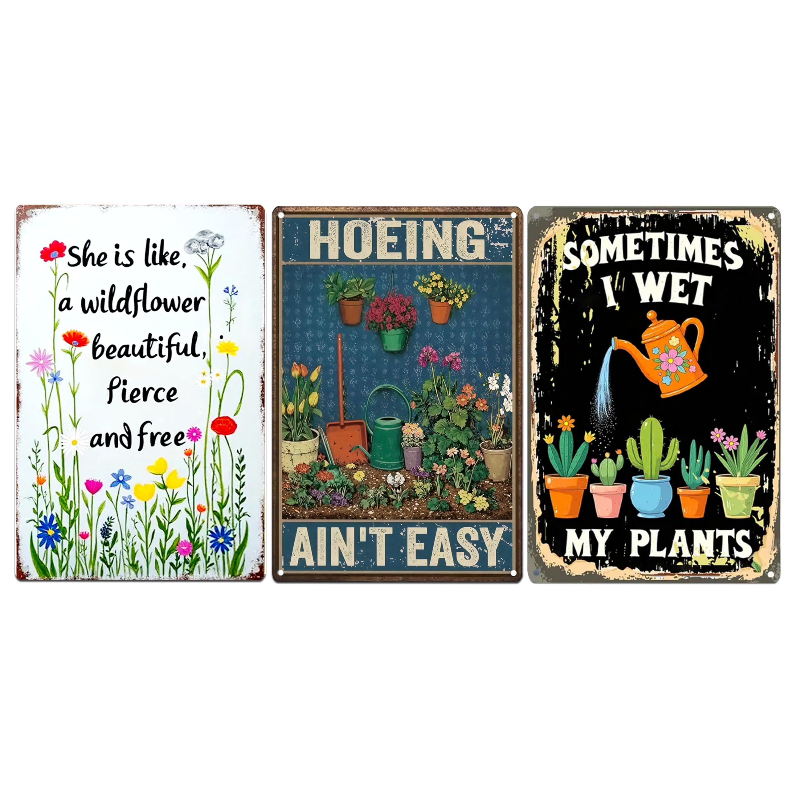 3PCS Funny Metal Garden Signs