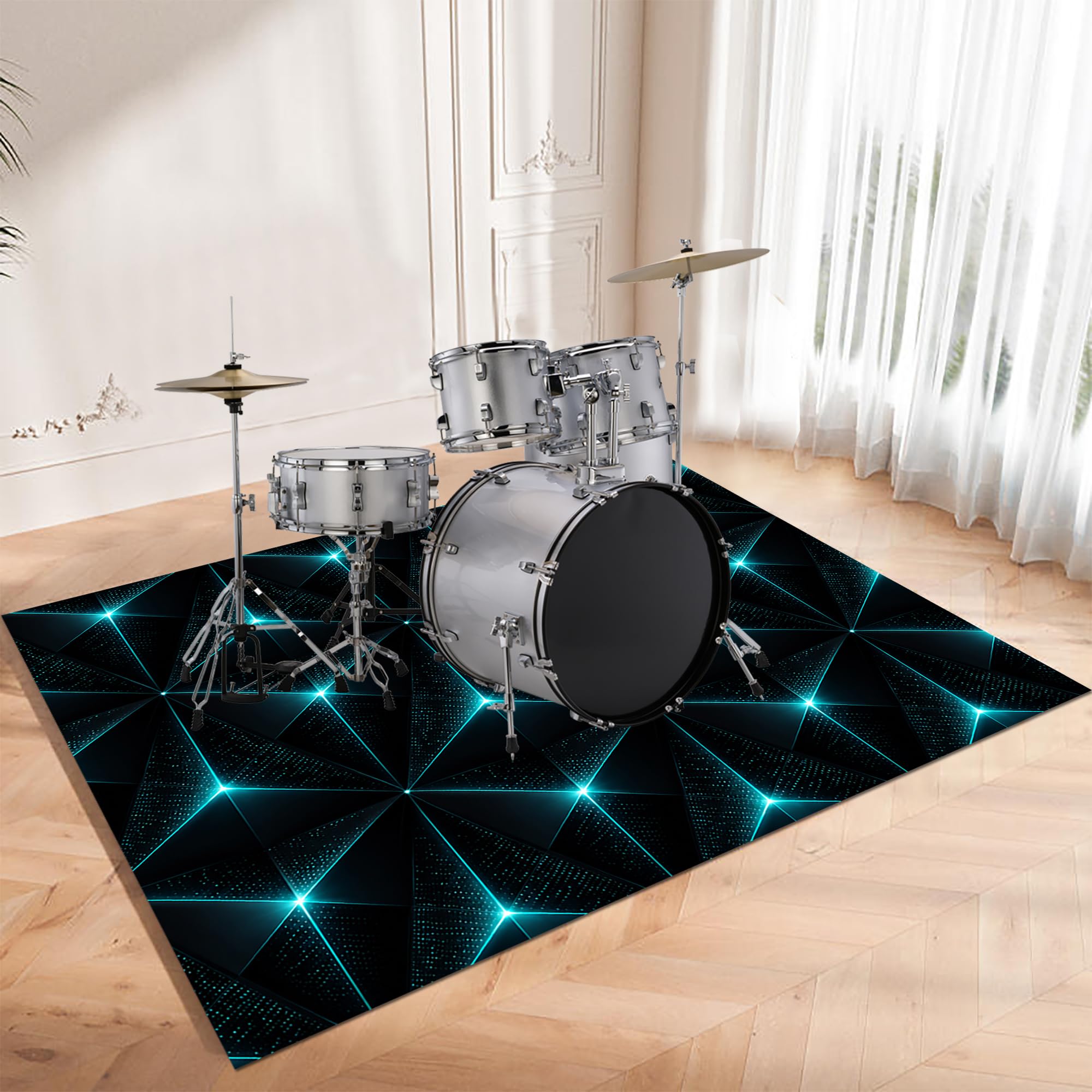 Tapis pour Batterie Tapis Tambour Electronique Antidérapant 160 x 140 cm | Professionnel, Rectangulaire, insonorisé, Tapis de Jazz pour Grosse Caisse Claire et Instruments de Musique