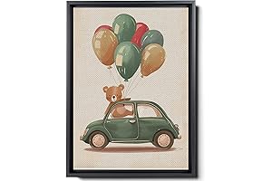 Adorable Teddy Bear Car Print for Nursery Joy