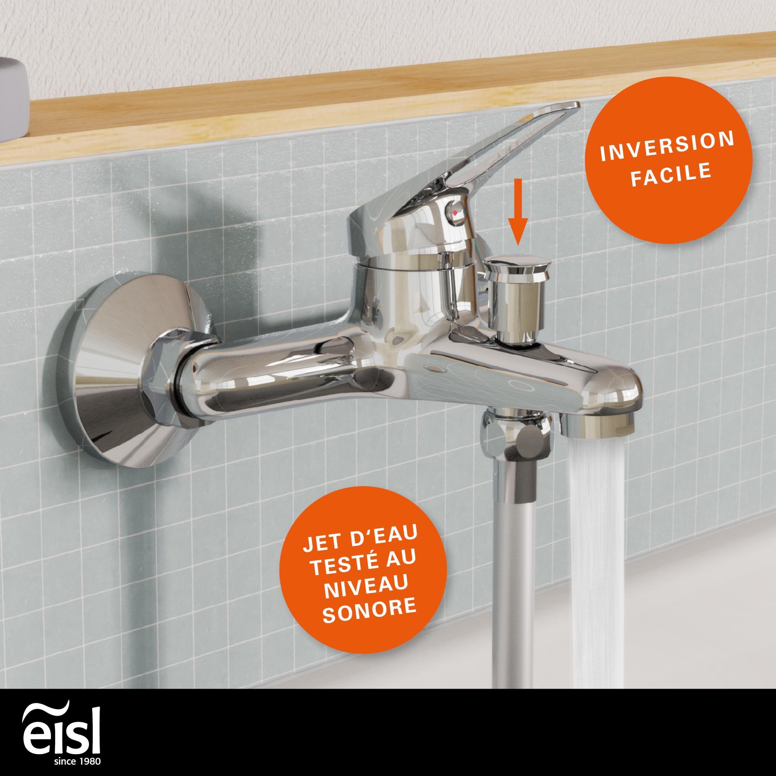 EISL NI023SCR Speed Mitigeur de baignoire, Mitigeur de bain pour la baignoire, Mitigeur monocommandé pour le bain, chrome