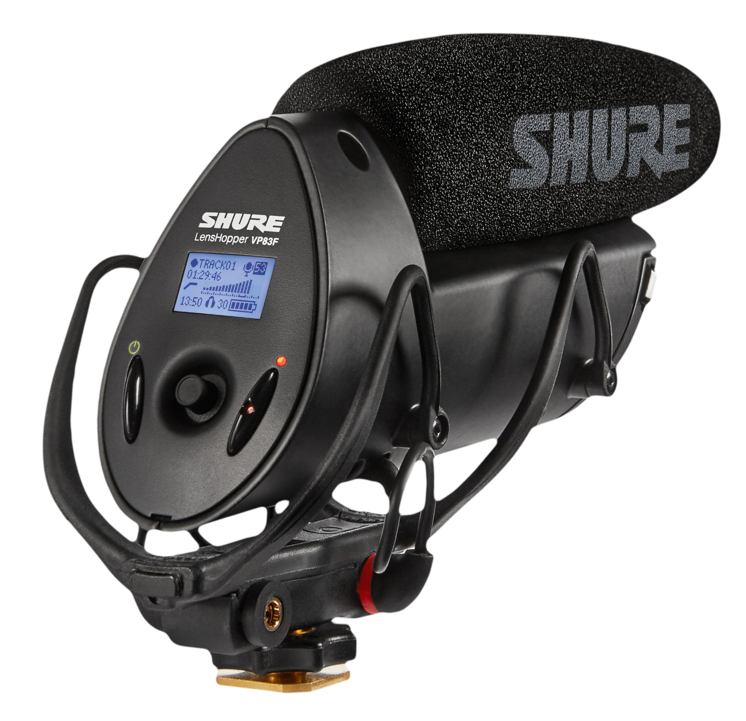 ShureVP83F LensHopper Camera-Mounted Condenser Shotgun Microphone with Integrated Digital Flash Recording - Windscreen, Superior RF Immunity, Backlit LCD, 5-Position Joystick, Rycote Lyre Shock Mount