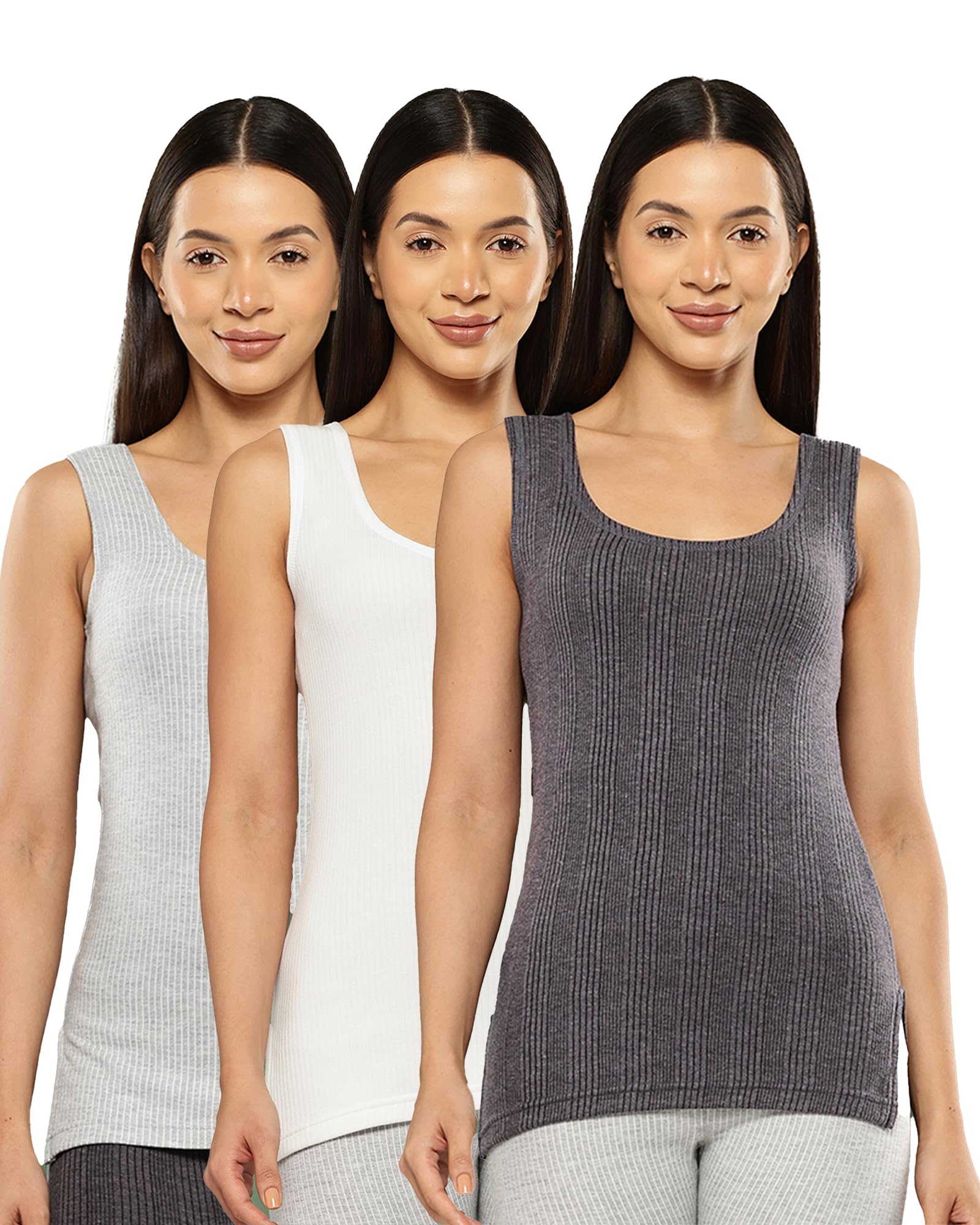 Women Cotton-Poly Sleeveless Thermal Tops Pack of 3-image-37