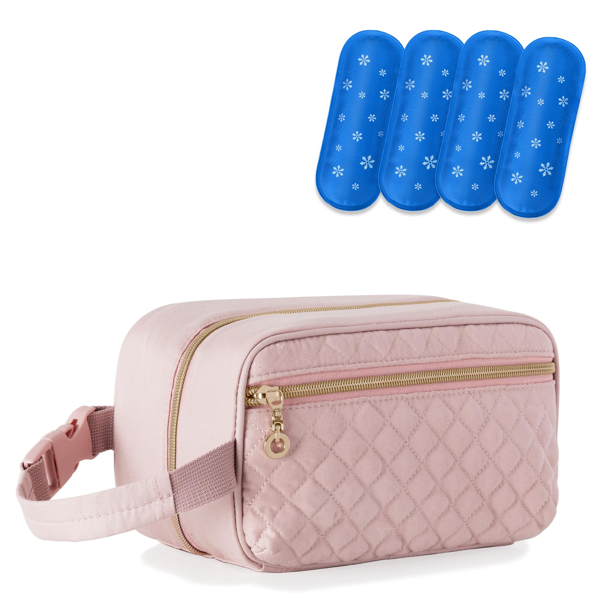 Damero Borsa Termica per Il Latte Materno con 4 Impacchi di Ghiaccio, Borsa da Viaggio per il Raffreddamento del Latte Materno Borsa per la conservazione del Latte Materno, Rosa