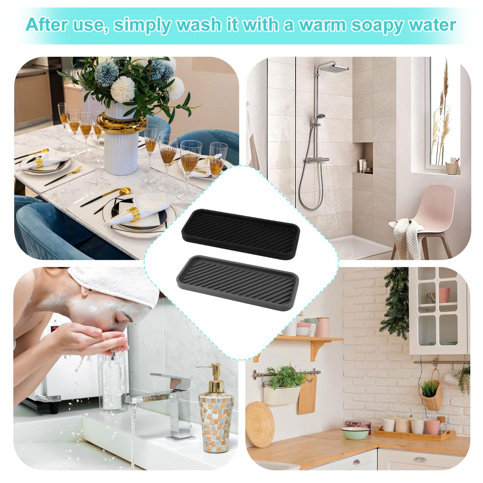 Tapis D'évier En Silicone - 43 X 32 Cm - 1 Couche - Lavable Au Lave-vaisselle - Résistant à La