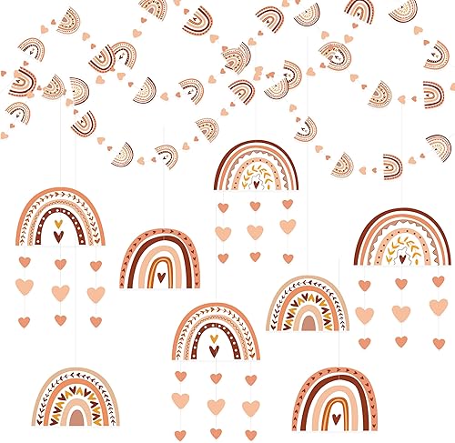 Miniatura 1 de Decoraciones de fiesta de arco iris bohemio con diseño de corazón de arco iris, guirnalda colgante para Groovy, retro, hippie, cumpleaños, baby