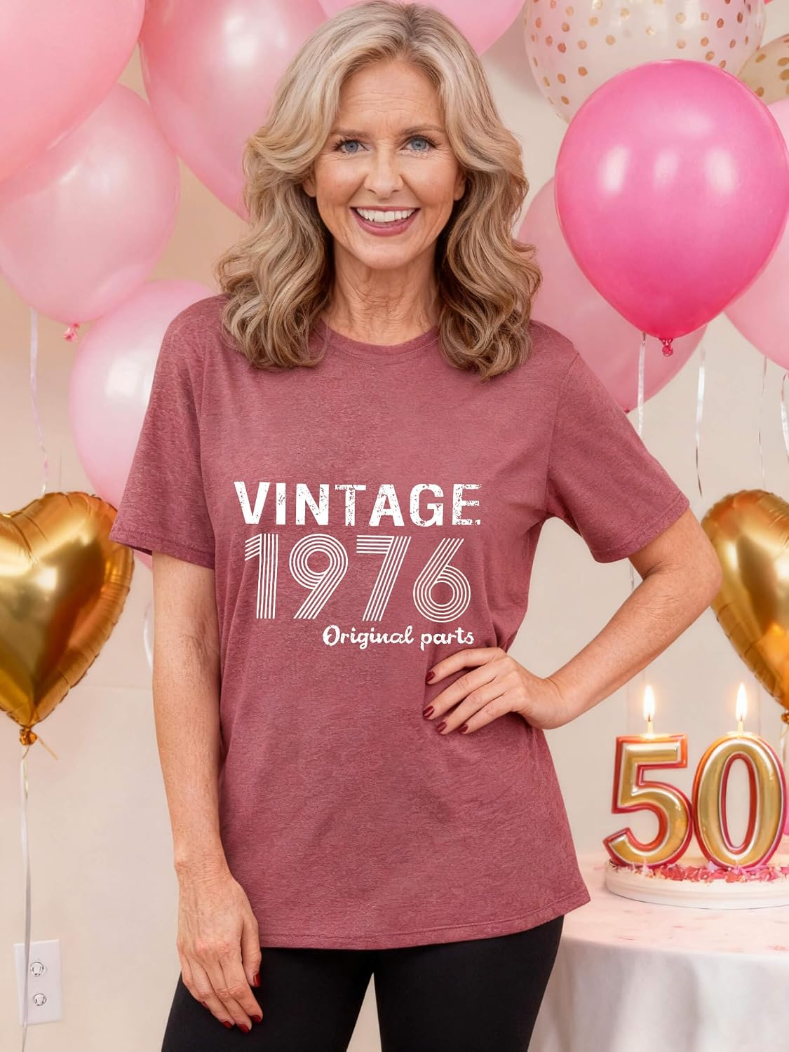 Vintage 1976 T Shirts for Women 50th Birthday Shirts Gifts Born in 1976 Tshirt Retro Short Sleeve Tee Tops