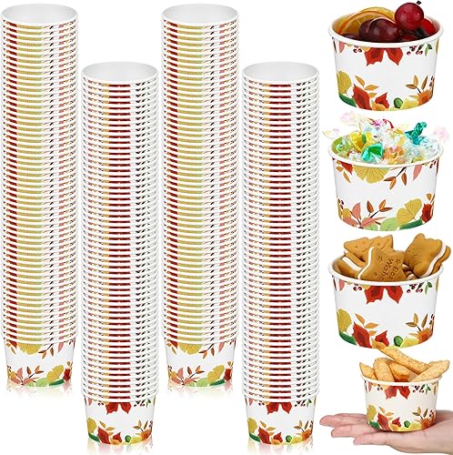 200 vasos de papel desechables para el día de Acción de Gracias, cuencos de postre desechables con temática de otoño, tazas de papel para disponible en Yaxa Peru