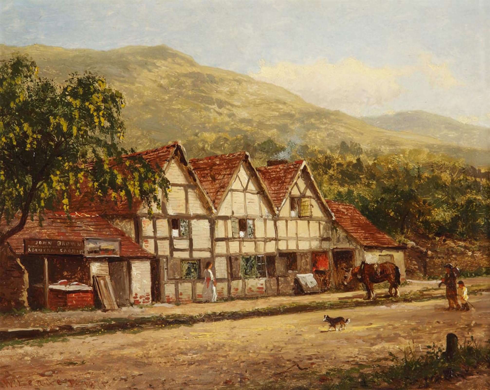 POSTERIIk Vintage Art Print Images Pictures Print the Old Blacksmiths Shop Great Malvern by Benjamin Williams Leader Modern Colour Posters for Office Home Decor 60x90cm