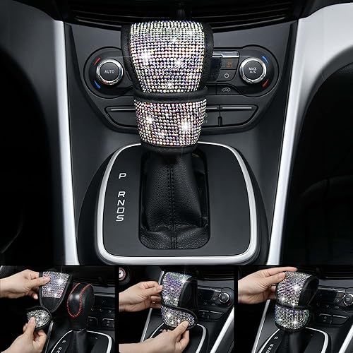Miniatura 26 de CAR PASS - Juego accesorios de automóvil brillantes para mujer, fundas de asiento de cuero, diamantes imitación de 15 pulgadas, fundas para volante