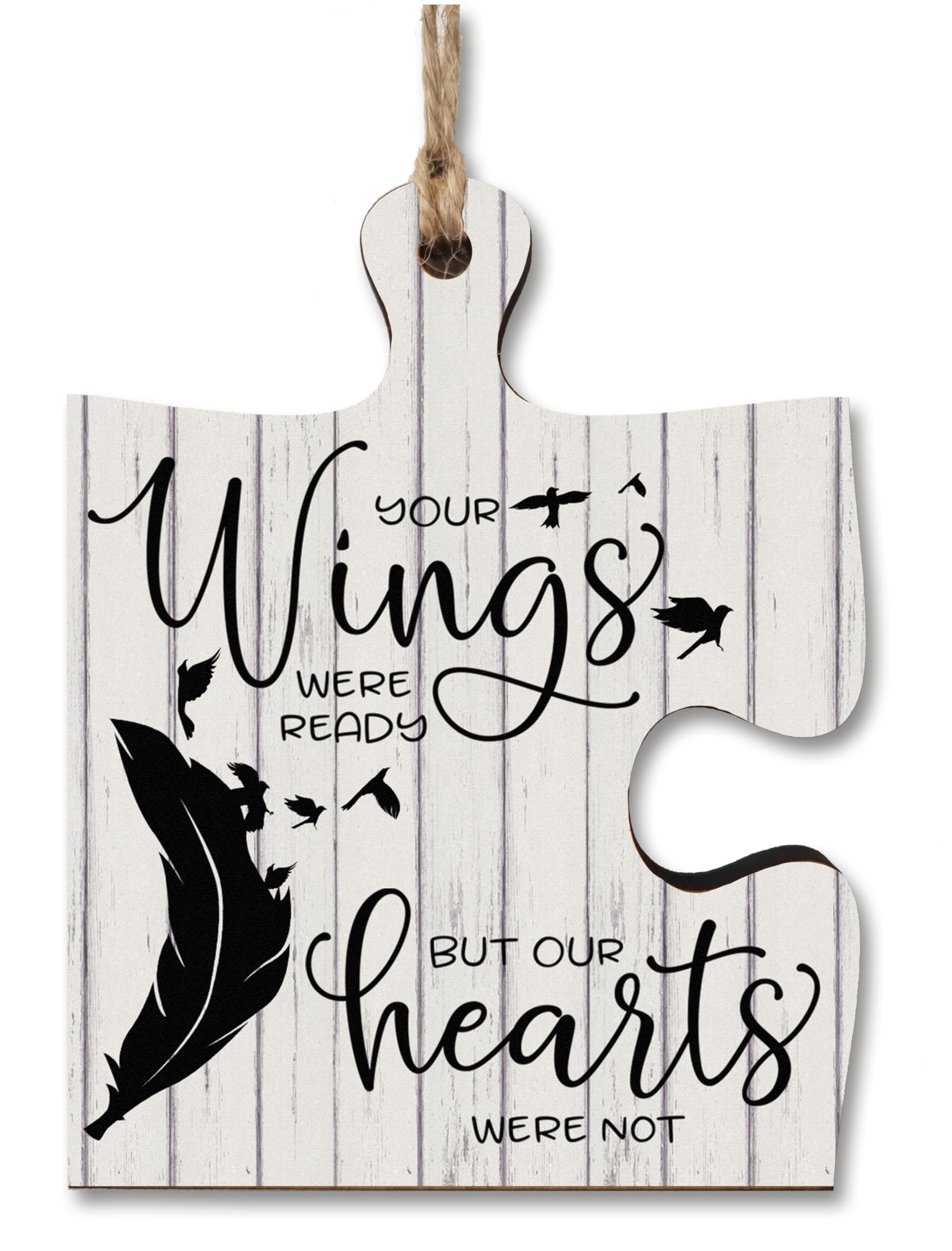 The Plum Penguin Multicolour Hanging Jigsaw Puzzle Piece Your Wings Were Ready Hearts Remembrance Sign Ornament