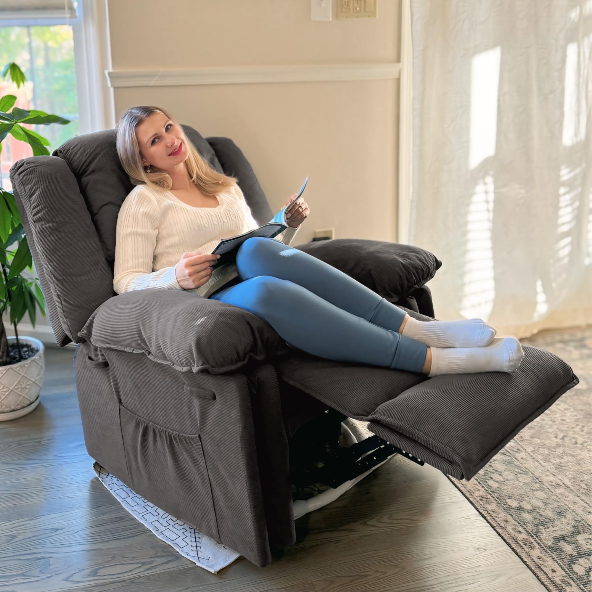 FLEXISPOT Massage Swivel Rocker Recliner Chair for Adults, Rocking Chair  Nursery with Massage and Heat, USB Charging Port, 360° Swivel Recliner