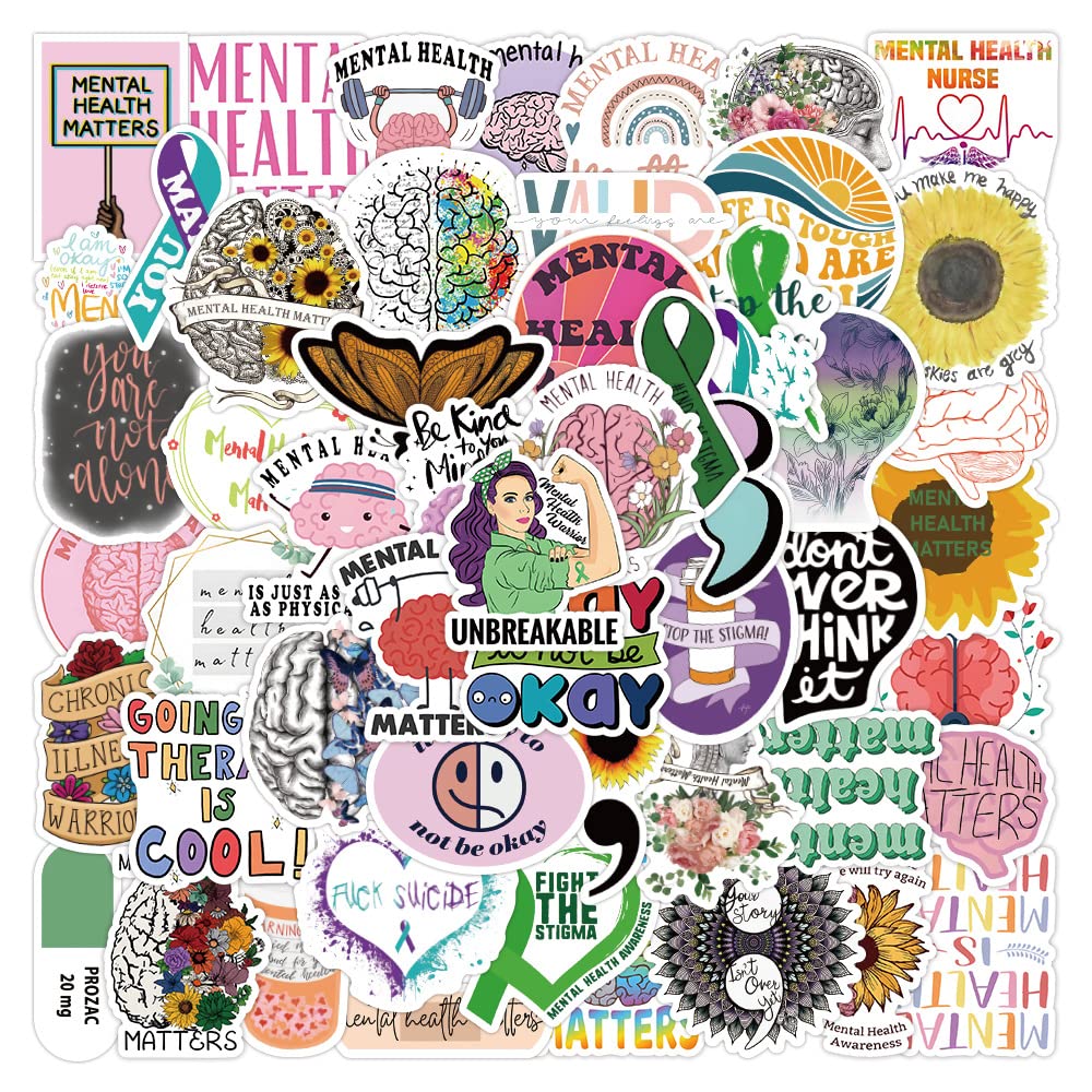 100Pcs Mental Health Awareness Stickers Pack, Aesthetic Trendy Vinyl ...