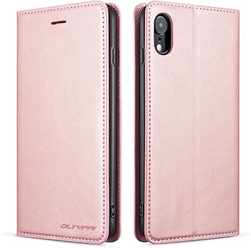 QLTYPRI Wallet Case for iPhone X/XS, 3 Card Holders, Rose Gold