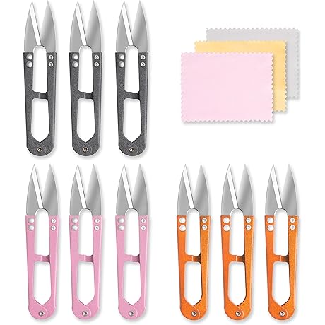 High-Carbon Steel Thread Snip Scissors for Sewing, 4.1 Inch Yarn Snips, Pack of 9