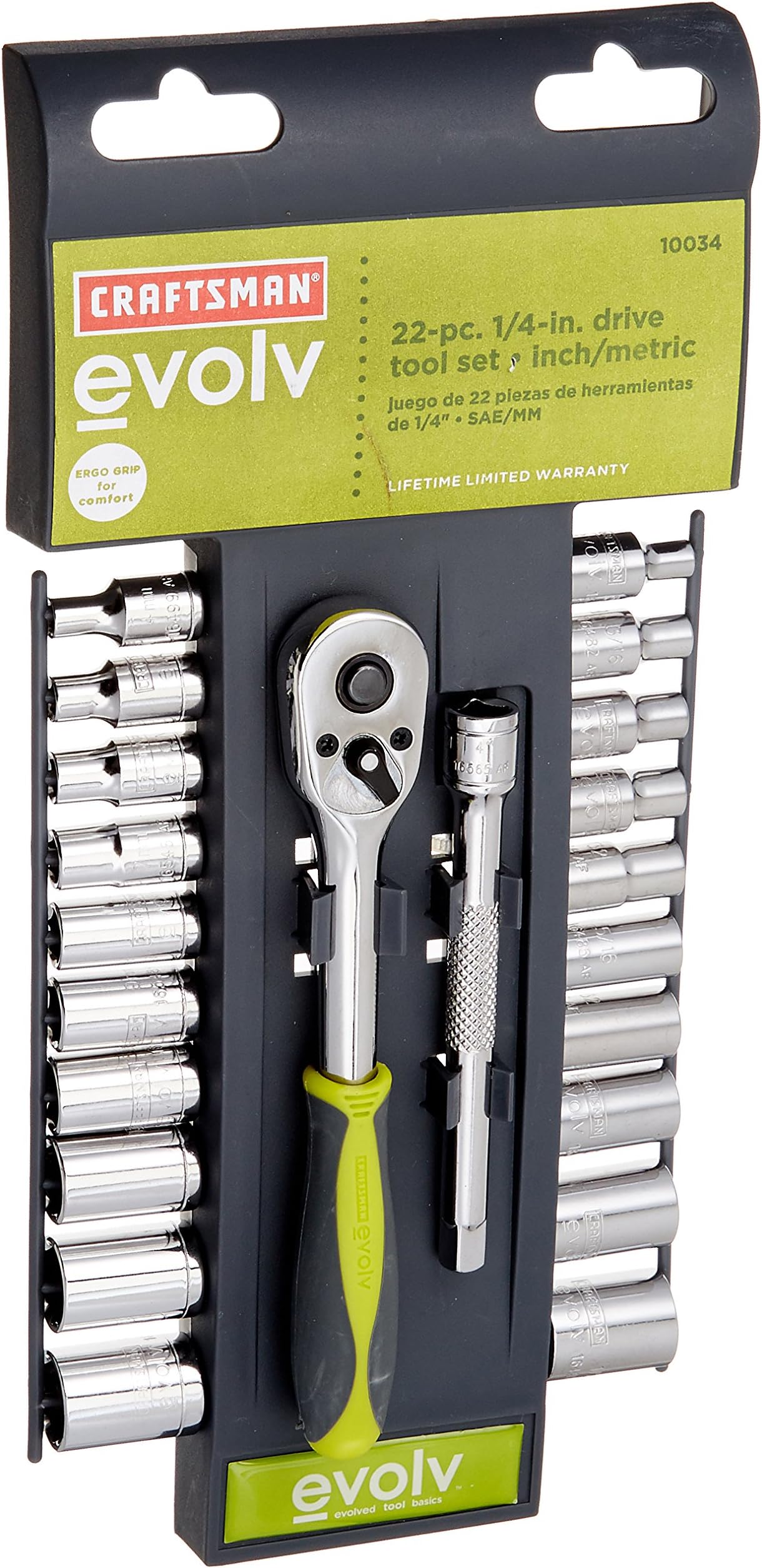 Craftsman Evolv 22 pc 1/4 inch Drive Tool Set Standard Metric SAE Ratchet Socket