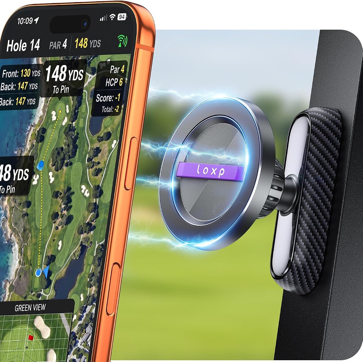 LOXP Magnetic Golf Cart Phone Holder, 360 Rotation Golf Cart Phone Mount | Upgrade N56, Unique Golf Accessories Gifts for Men Golfers Dad Father Husband Him, Suitable for EZGO, Club Car, Yamaha