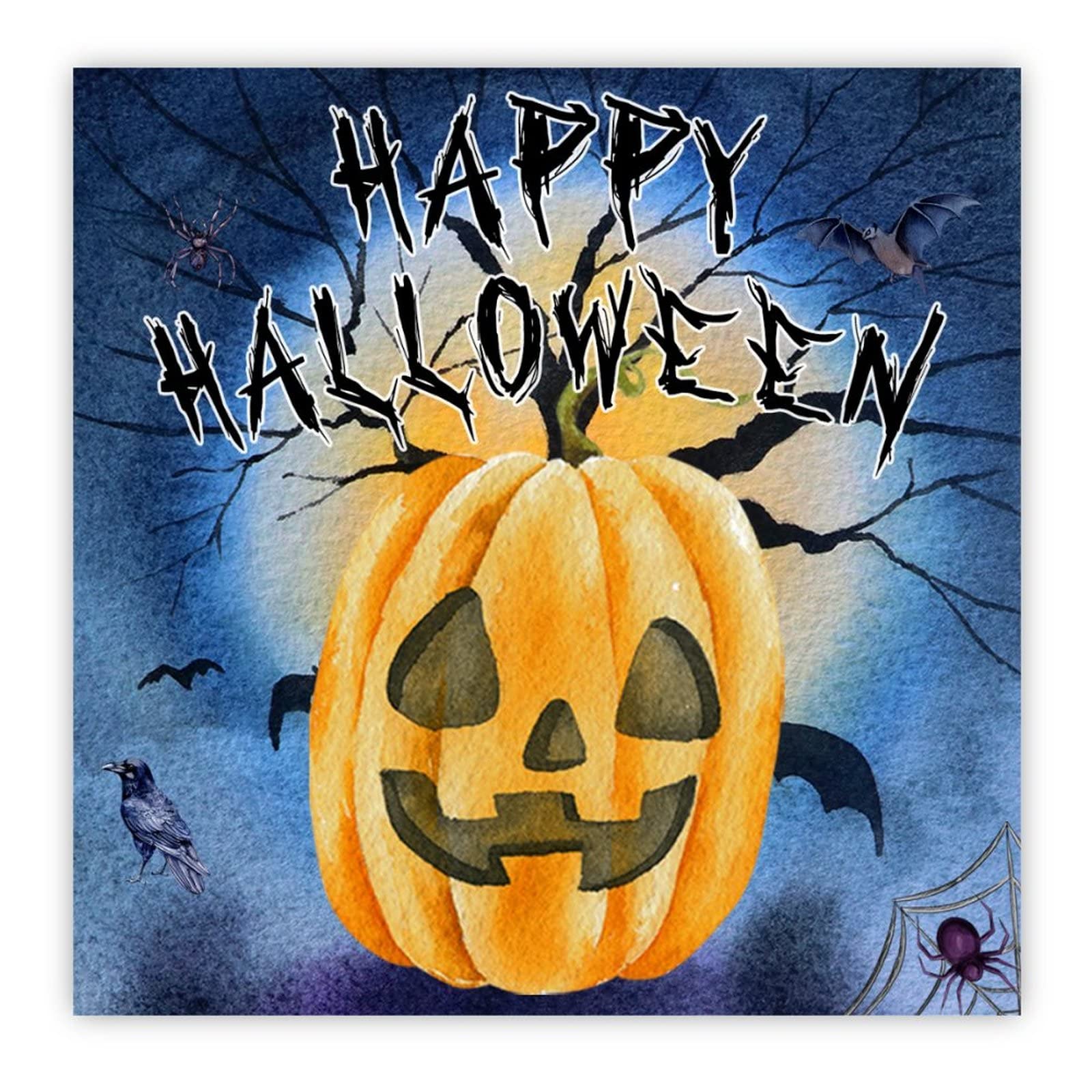 Panneau bois Happy Halloween suspension toile araignée pour maison
