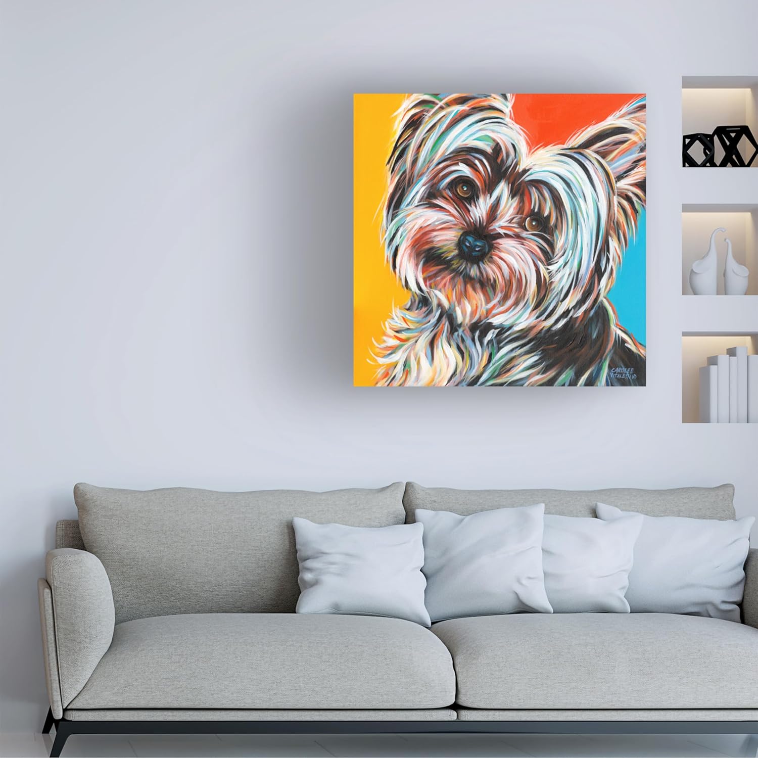 Wrapped Canvas Wall Art - Carolee Vitaletti 'Sweet Yorkie Ii' Wall Art for Living Room, Bedroom, or Office Décor - 24x24