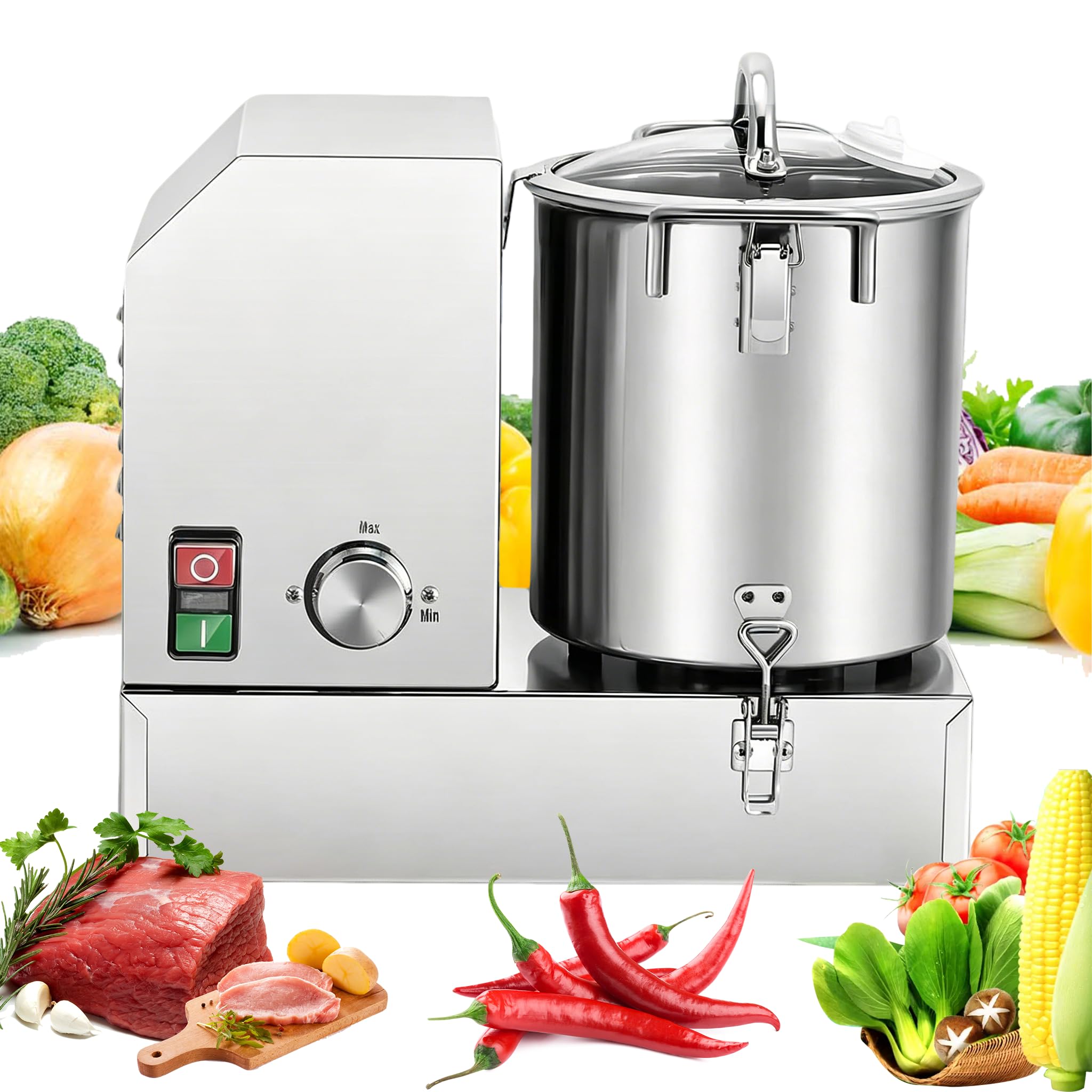 IMOYBBR Commercial 9l Stainless Steel Automatic Vegetable Chopper, Meat Food Processor & Shredder, Electric Onion Potato Carrot Dicer For Commercial Kitchen 15L
