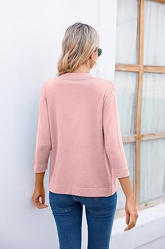 Vista 2 de Bettysays Cárdigan recortado de manga 34 para mujer, con frente abierto, elegante, para mujer