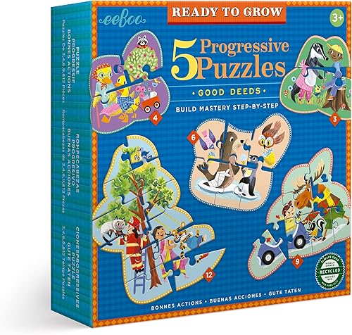 Miniatura 1 de eeBoo Listo para crecer rompecabezas progresivos de buenas obras  Juego de 5, lleva a los niños a asumir los desafíos de los rompecabezas cada vez