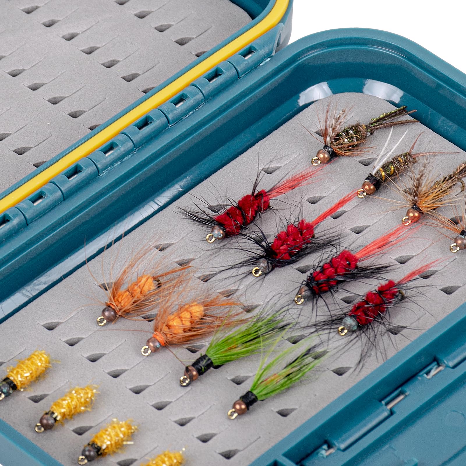 SF Fly Fishing Box Small Green Waterproof Double Sided Pocket Floatable Fly Box, 1pcs/Peacock Blue, 5.24*3.47*1.42inch - Image 4