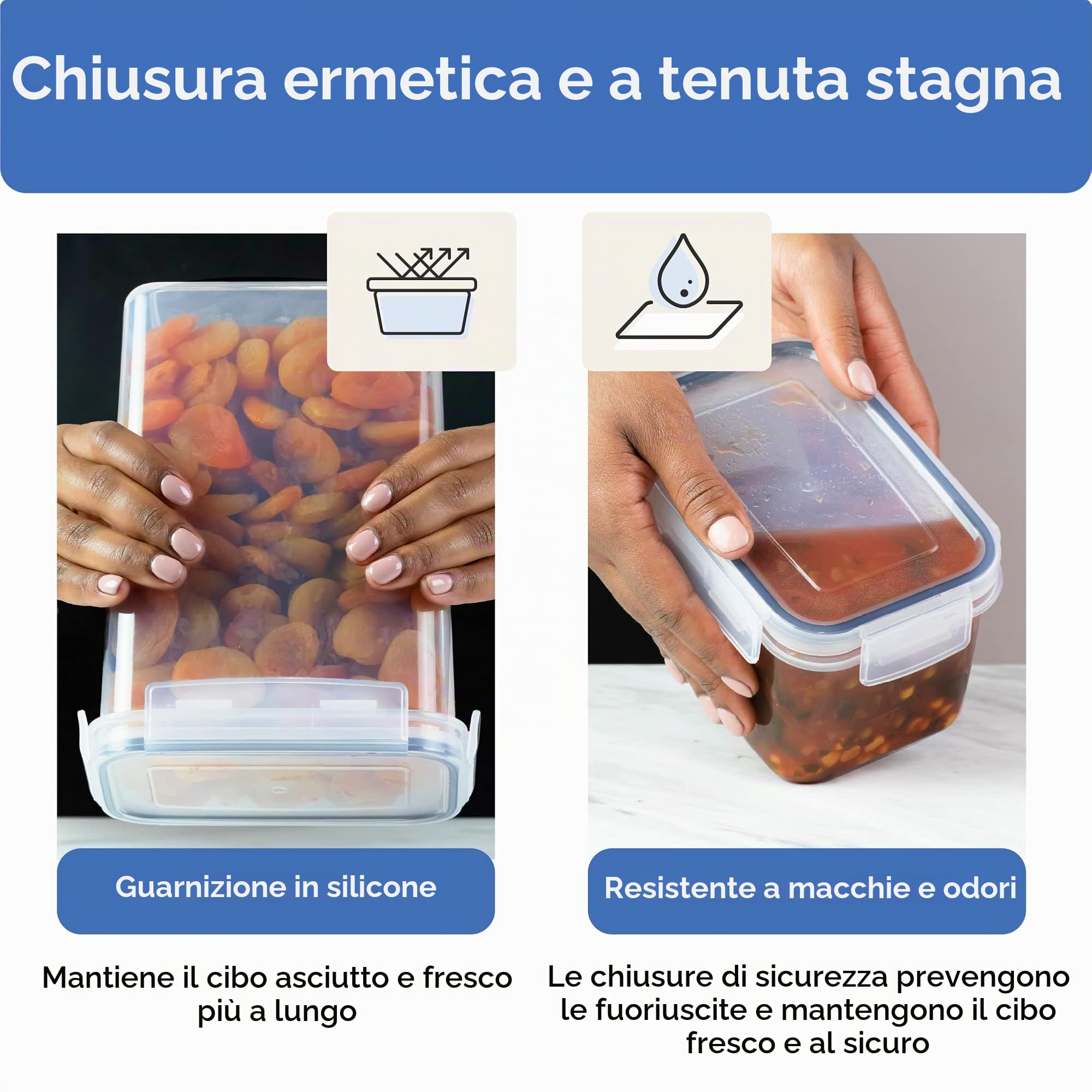 Set di contenitori ermetici per alimenti, 24 pezzi, per organizzazione cucina e dispensa, senza BPA, contenitori in plastica con coperchi resistenti, ideali per cereali, farina e zucchero, set di