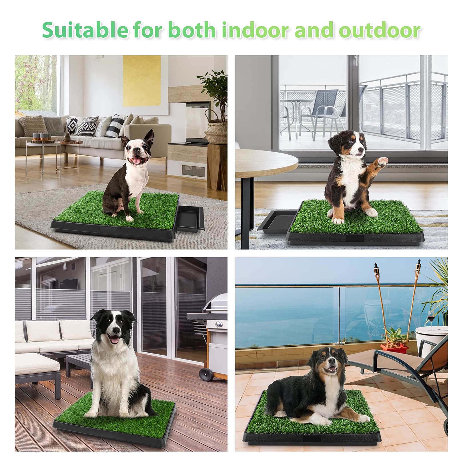 Sailnovo Inodoro para Perros Cachorros con Dobladillo Mejorado para Mascotas para Perros pequeños, con césped Artificial Dos Piezas de césped Son Intercambiables y el césped Aumenta la Calidad