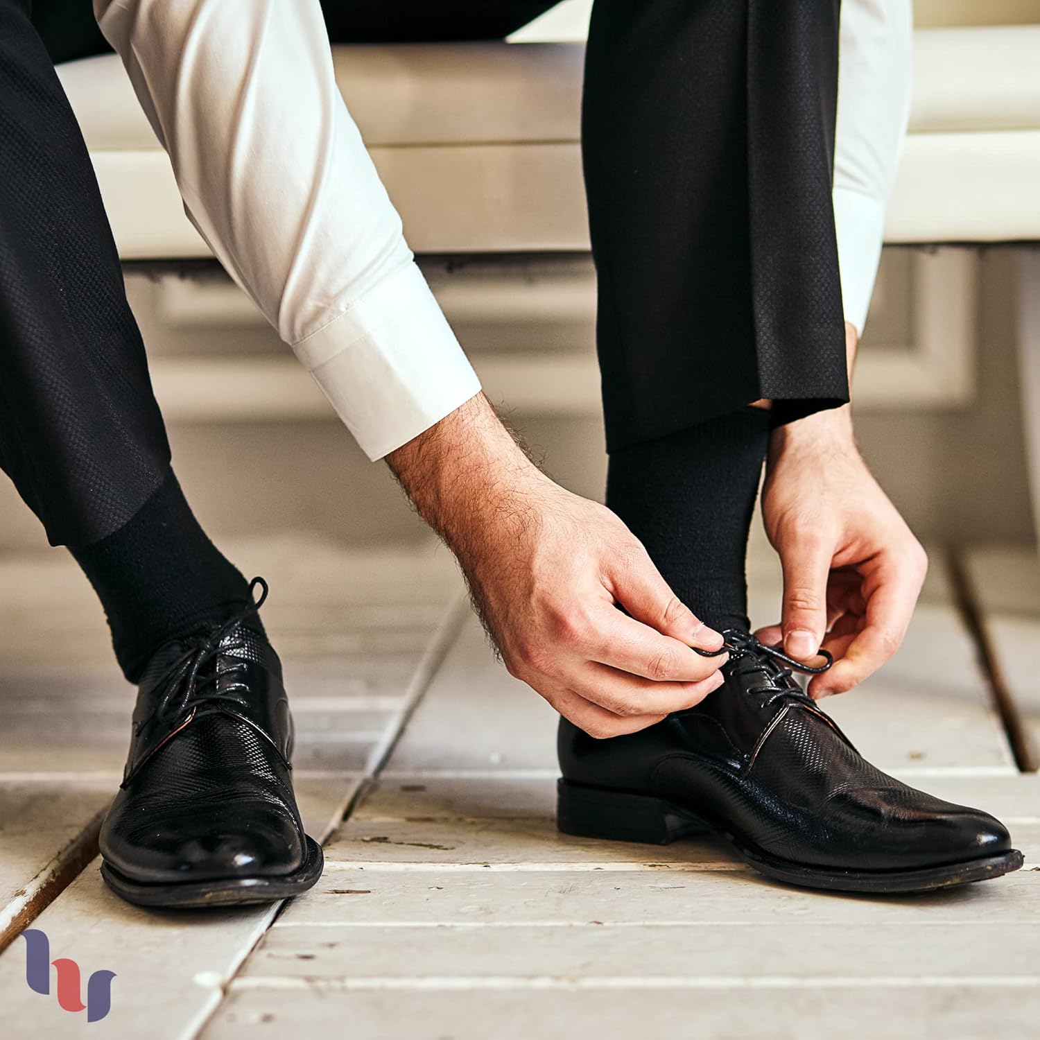 Hugh Ugoli Men's Cotton Dress Socks for Business & Trouser, Thin & Seamless Crew Socks, 4 Pairs with Gift Box, Shoe Size 8-12 - Image 5