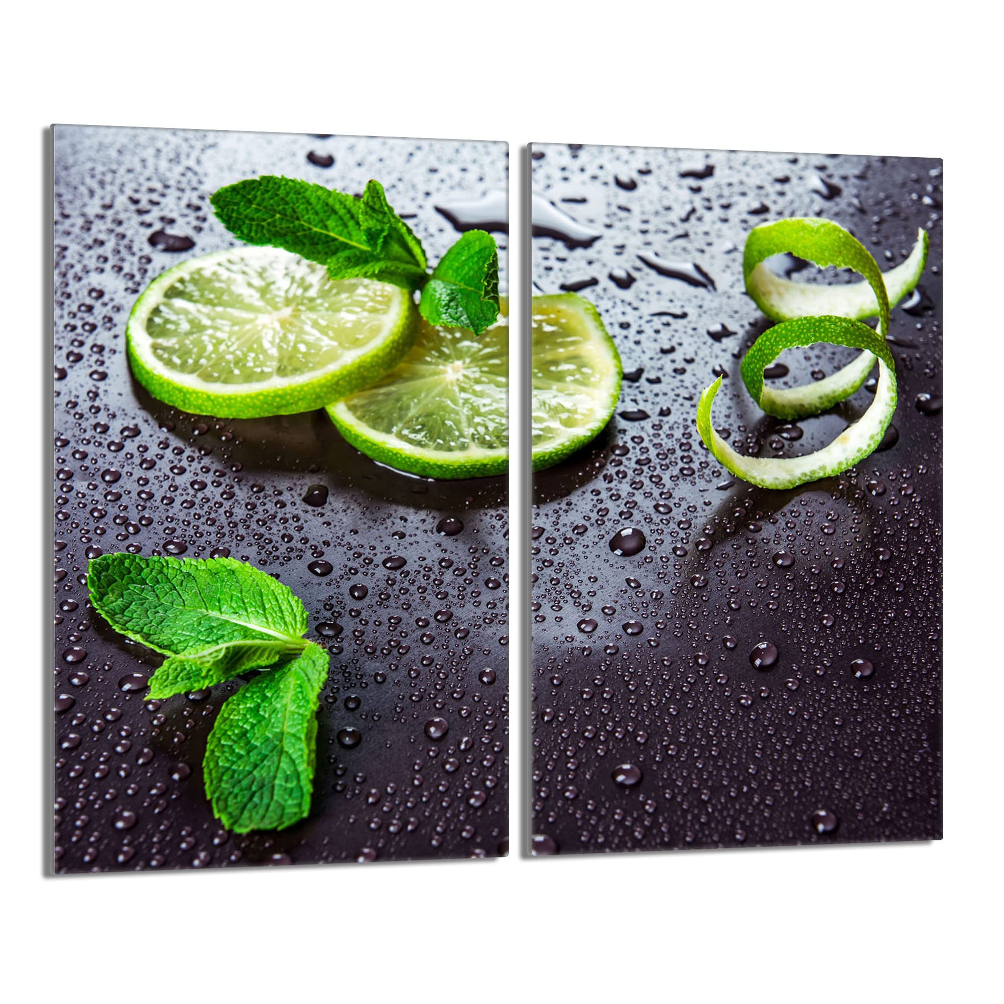 DarHaus Tabla de cortar decorativa de cristal templado y cubre vitro, Placa protectora de vitrocerámica 30 x 52 cm 2 piezas, para inducción, protección contra salpicaduras, decoración, CAL