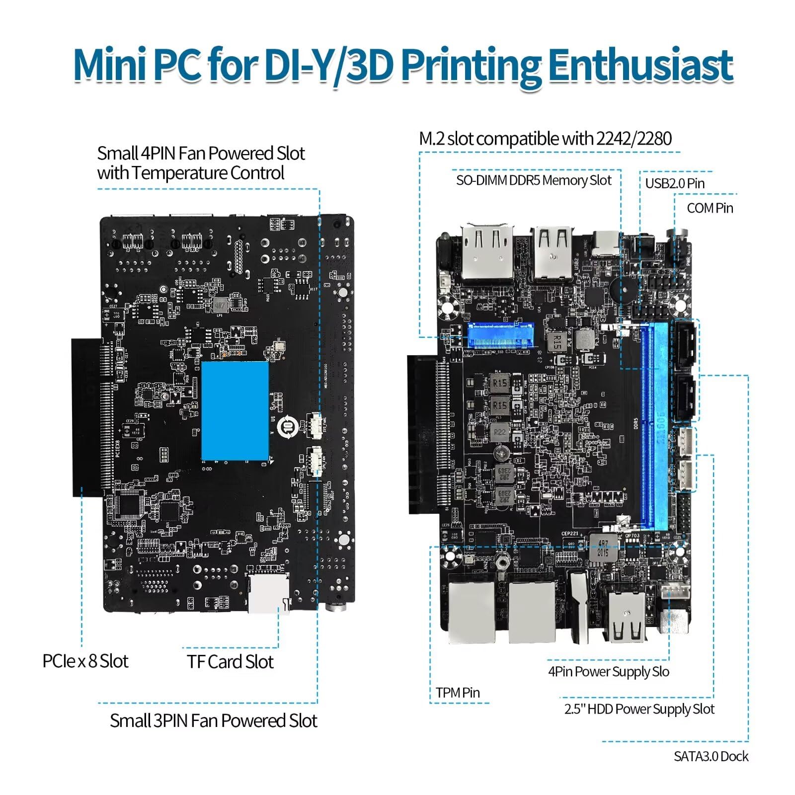 Mini PC Firewall Appliance, 12th Gen N200, Dual i226V 2.5G LAN Desktop Computer, 2HD, Designed for DIY/3D Printing Enthusiasts, Barebone, NO RAM, NO Storage, NO System