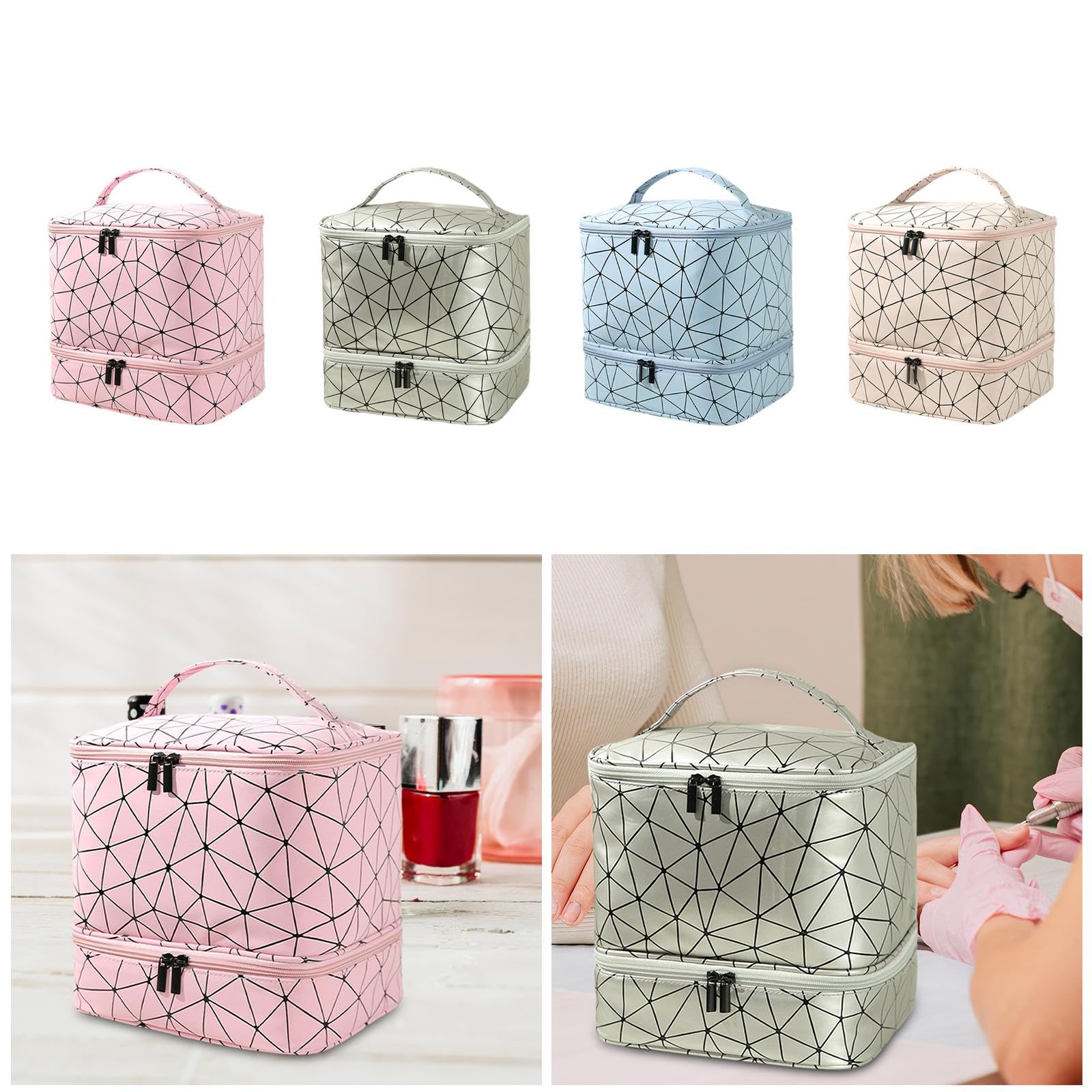 bnf® Double Layer Nail Polish Organizer 2 Tiers for Nail Kits Art Supply Cosmetic Pink | Household Supplies & Cleaning | Home Organization | Storage Boxes