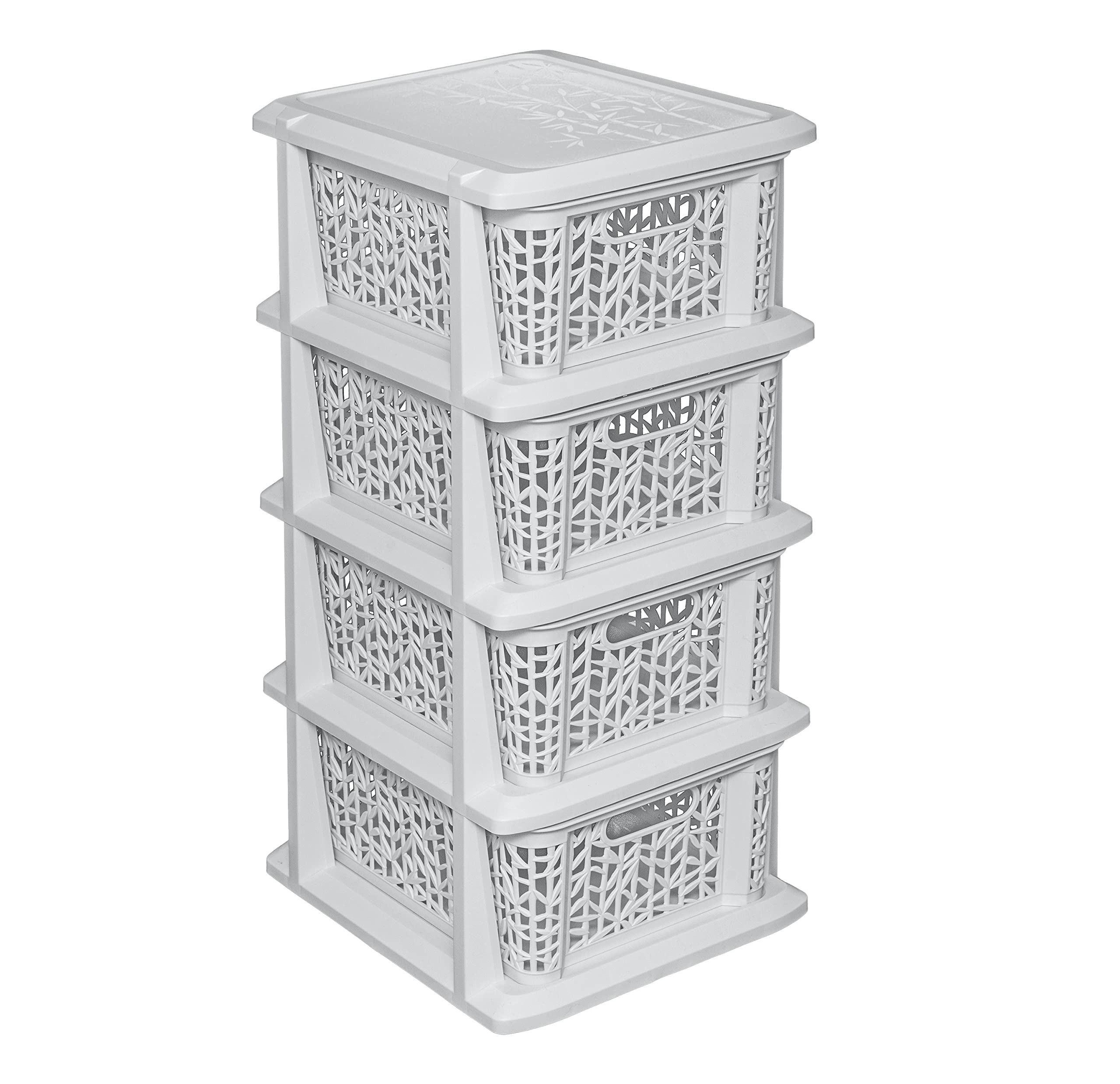 Set van 2 plastic rotan manden, crème, maat L (19 liter