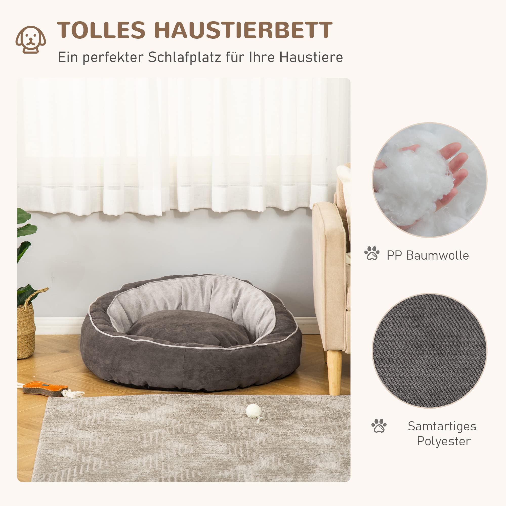 PawHut Hundebett – Beruhigende Matratze Für Mittelgroße Hunde, Anthrazit, Waschbar
