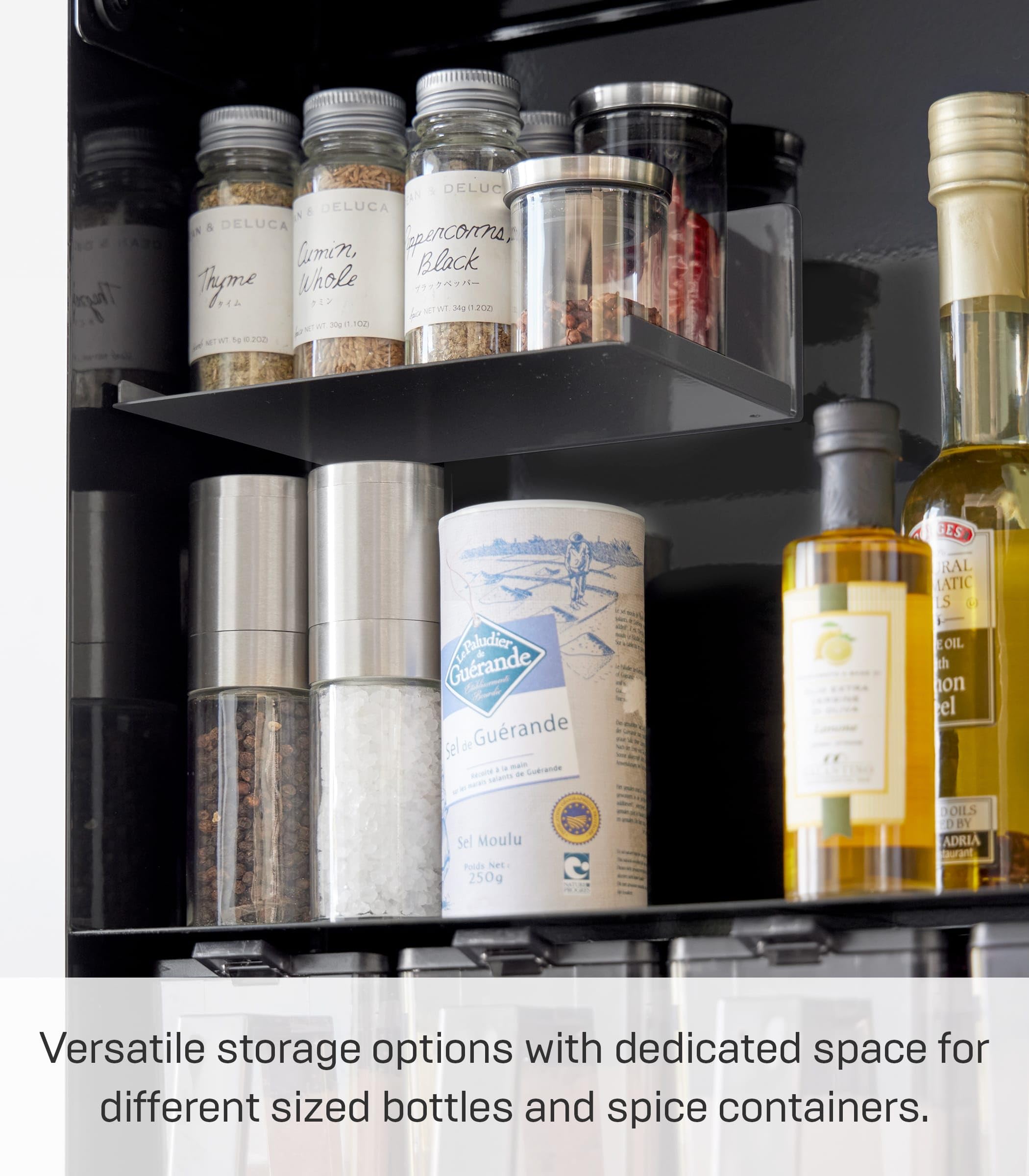YAMAZAKI 2010 TOWER 3Tiered Seasoning Rack, black, Steel/POM Resin, 38 x 16.3 x 49.2 cm