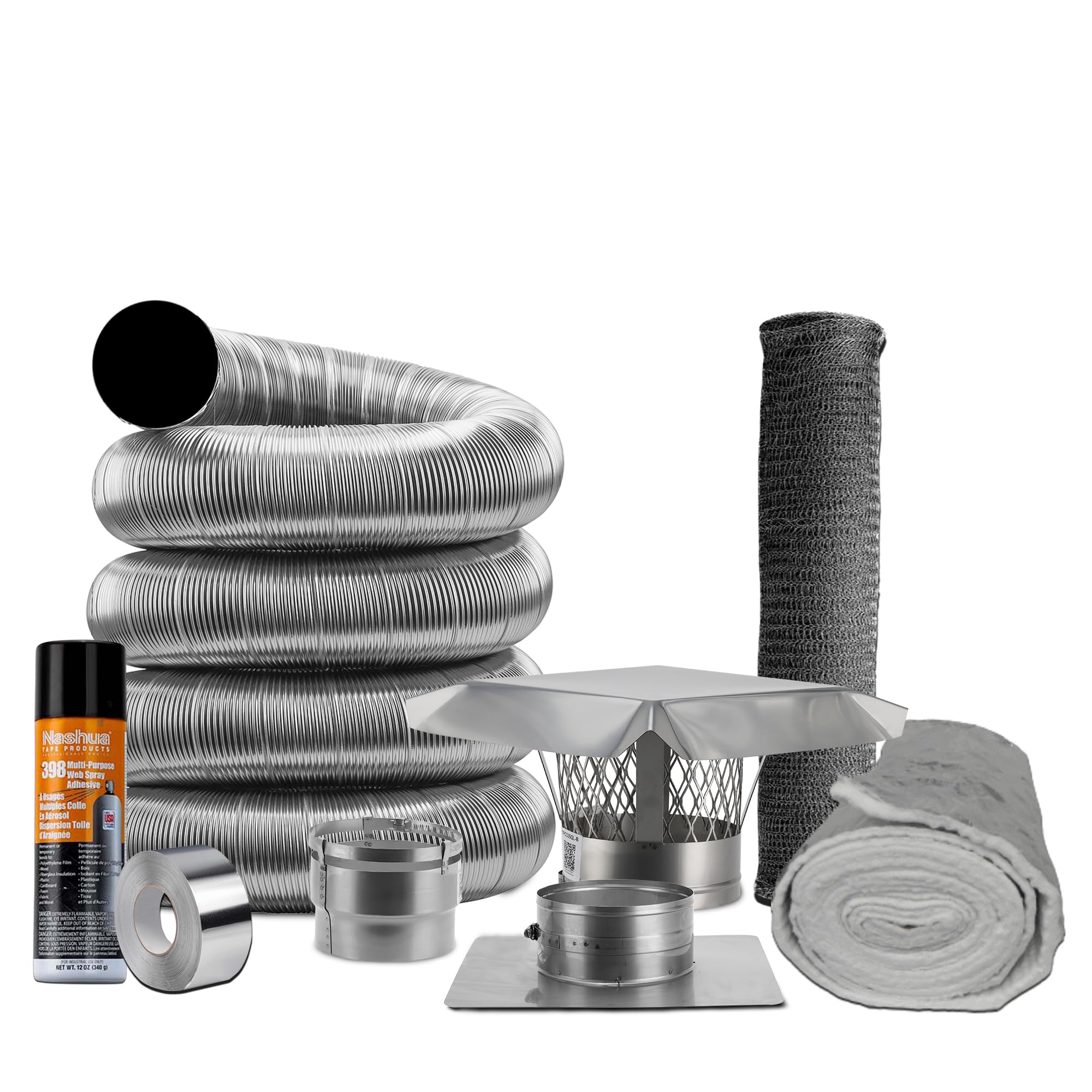 Fireside Chimney Supply Basic FireSafe Chimney Liner Insert Kit with Insulation | Adjustable Fireplace Insert | Stainless Steel Chimney Liner Kit | Made in The USA | Heavy-Duty 6 Inch x 15 Feet