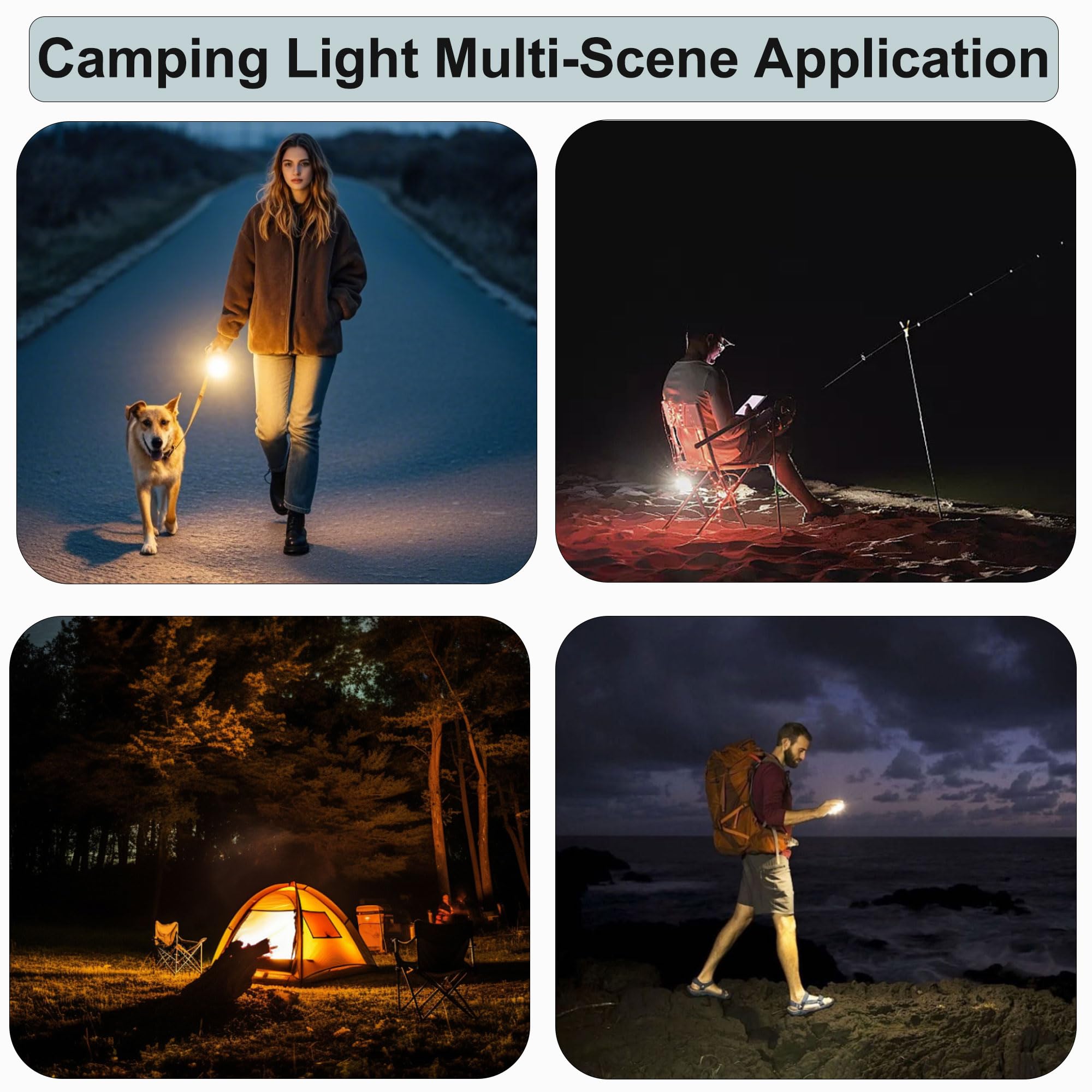 Zeltlichter für Camping, Wiederaufladbare Campingleuchten für Zelt, Campingzeltlicht für Zelt, Camping, Outdoor, Stromausfall, Zeltlicht, RGB-Campinglichter, IP65 Wasserdicht (Rot)