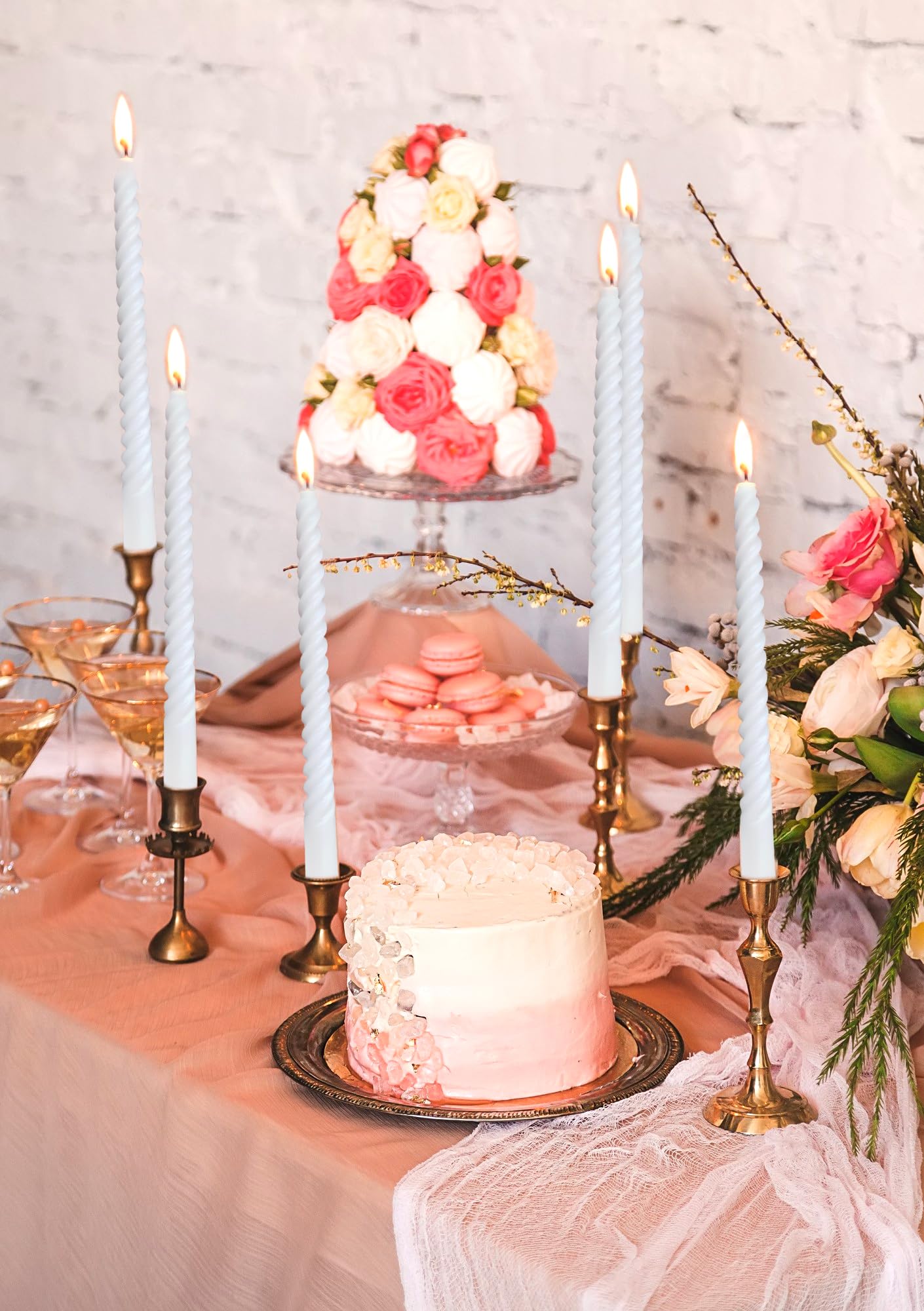 Paquete de 6 velas cónicas en espiral blancas de 10 pulgadas para decoración del hogar y ceremonias religiosas, sin perfume, sin goteo, para bodas, cenas, vacaciones, decoración de eventos formales