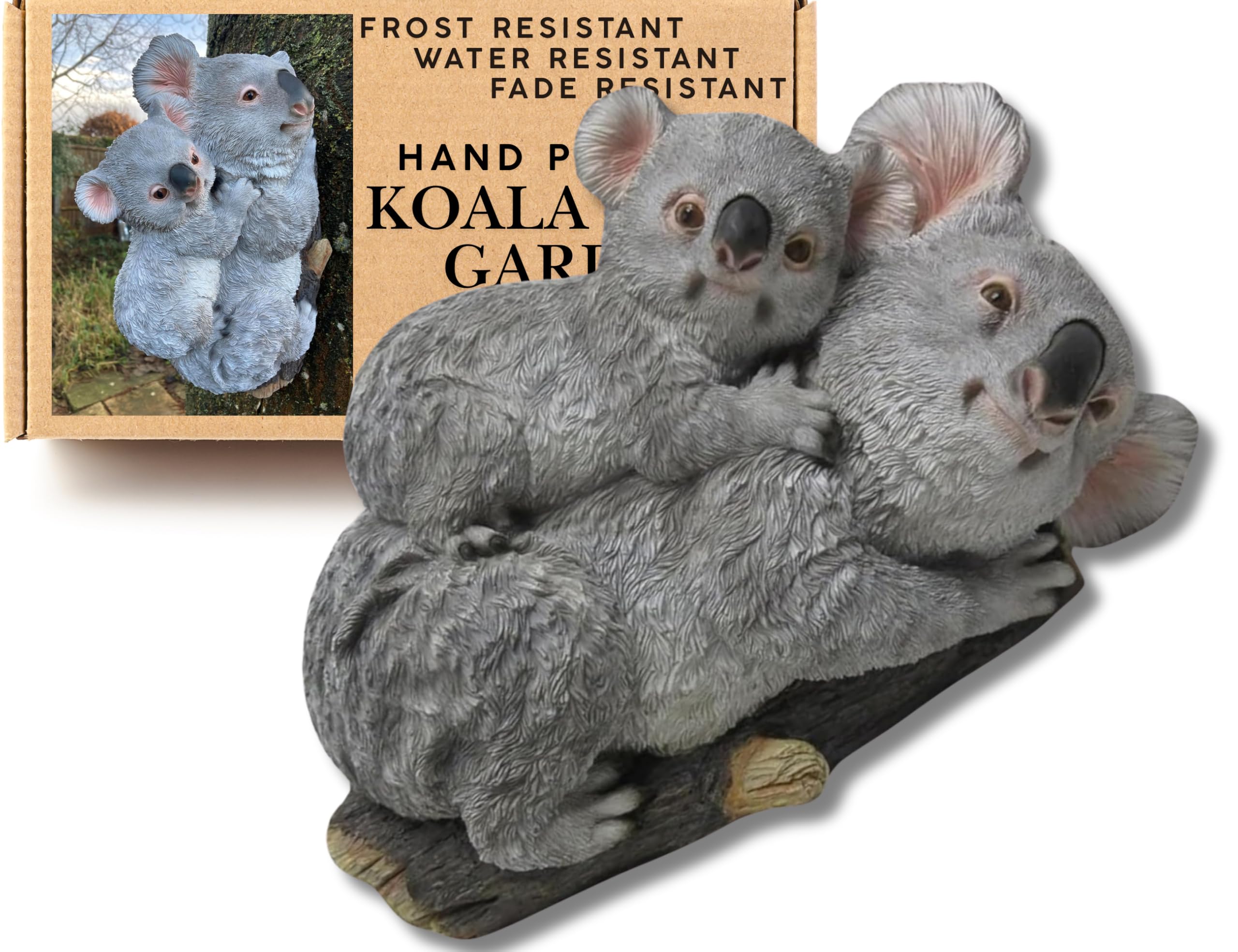 G&H Decor Charming Koala Bear Statue Tree Hugger Mother & Baby - Garden Ornaments Outdoor - Animal Garden Ornaments Outdoor - Hand-Painted - Frost & Fade Resistant - 33cm x 22cm x 15cm