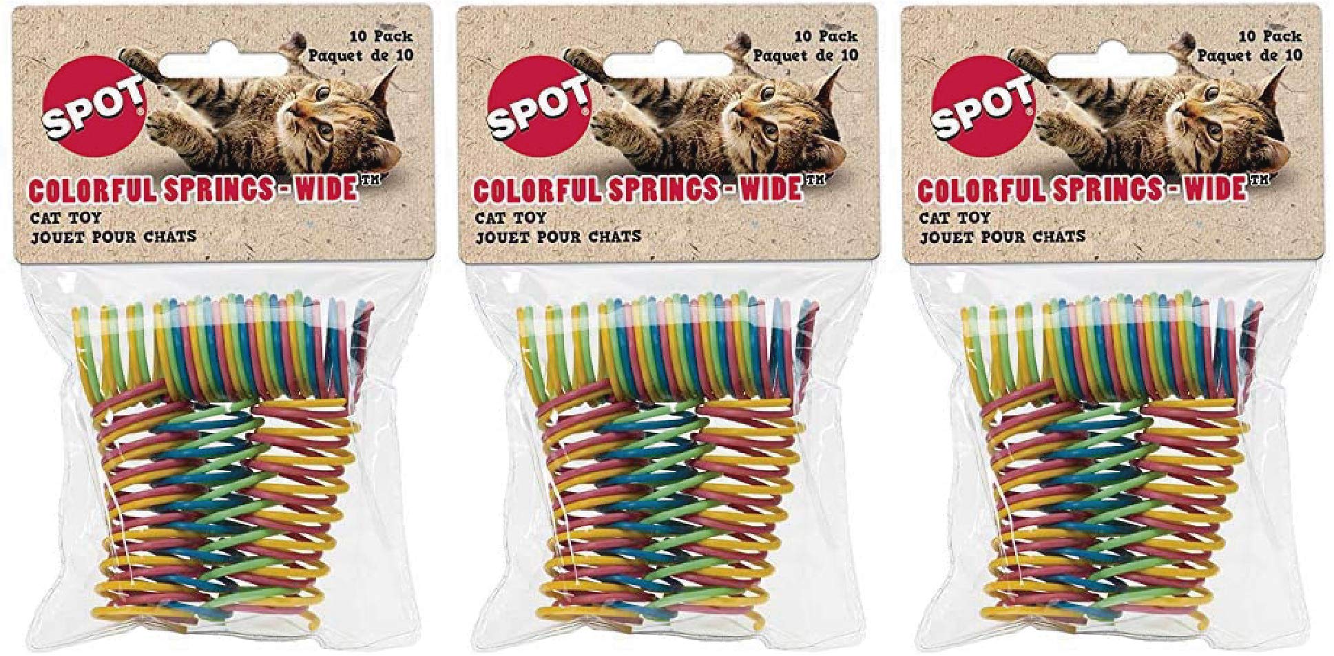 Spot (3 Pack) Ethical Pet Colorful Springs Wide 10 count | Short Spiral Cat Toys