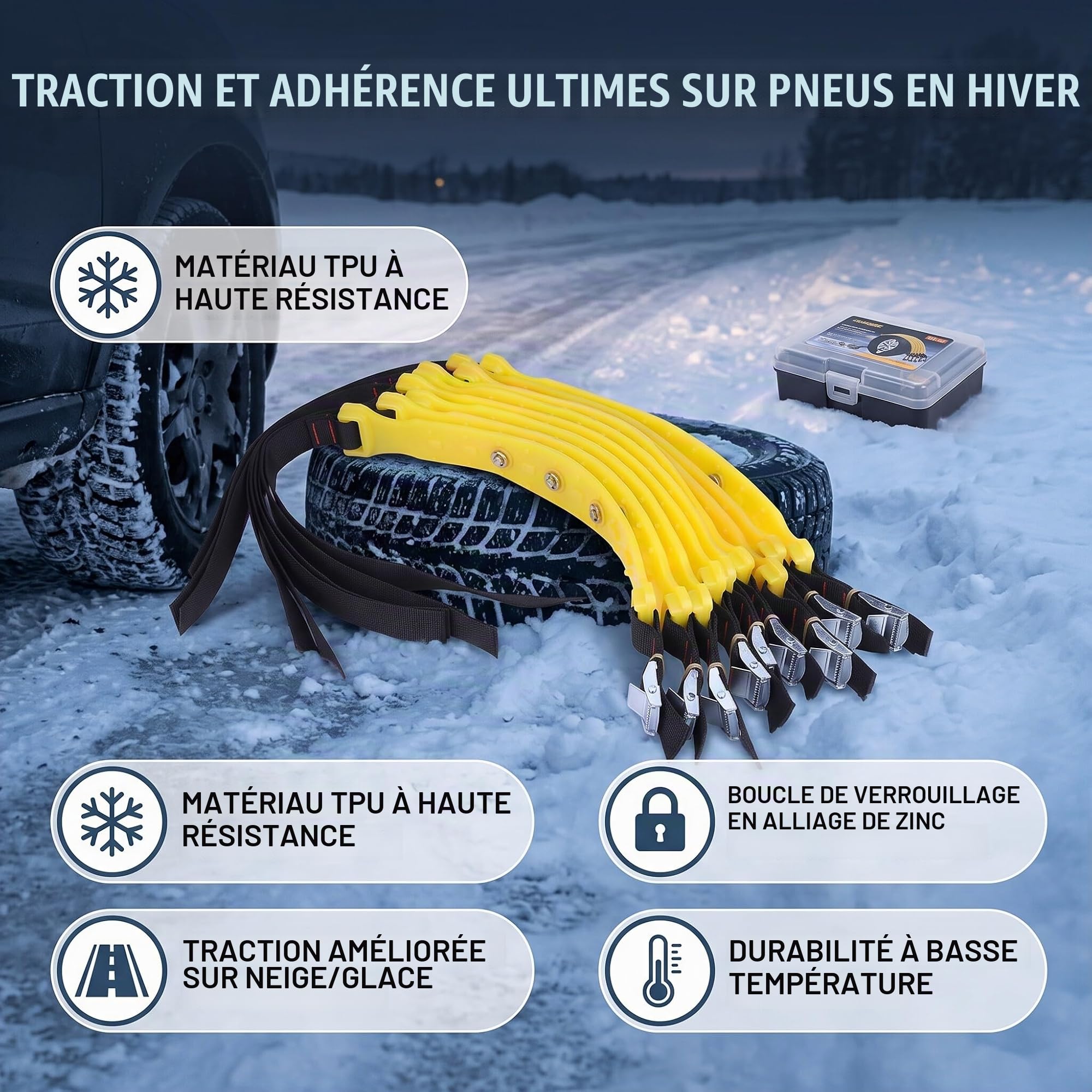 Chaîne de Pneu, Ceinture de Pneu de chaîne de sécurité antidérapante de 185-225mm pour Voiture