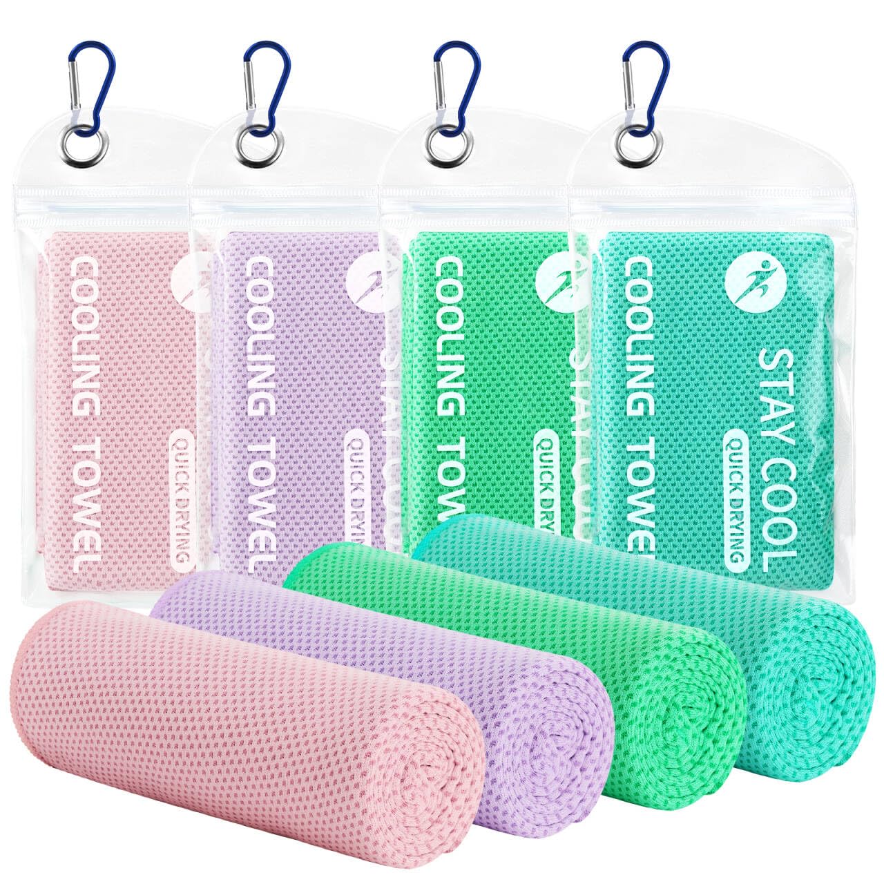 Cooling Towels - 4 Pack Gym Towels, Gym Towels for Working Out, Yoga Towel, Quick Dry Towel for Running, Camping, Fitness & More Activities