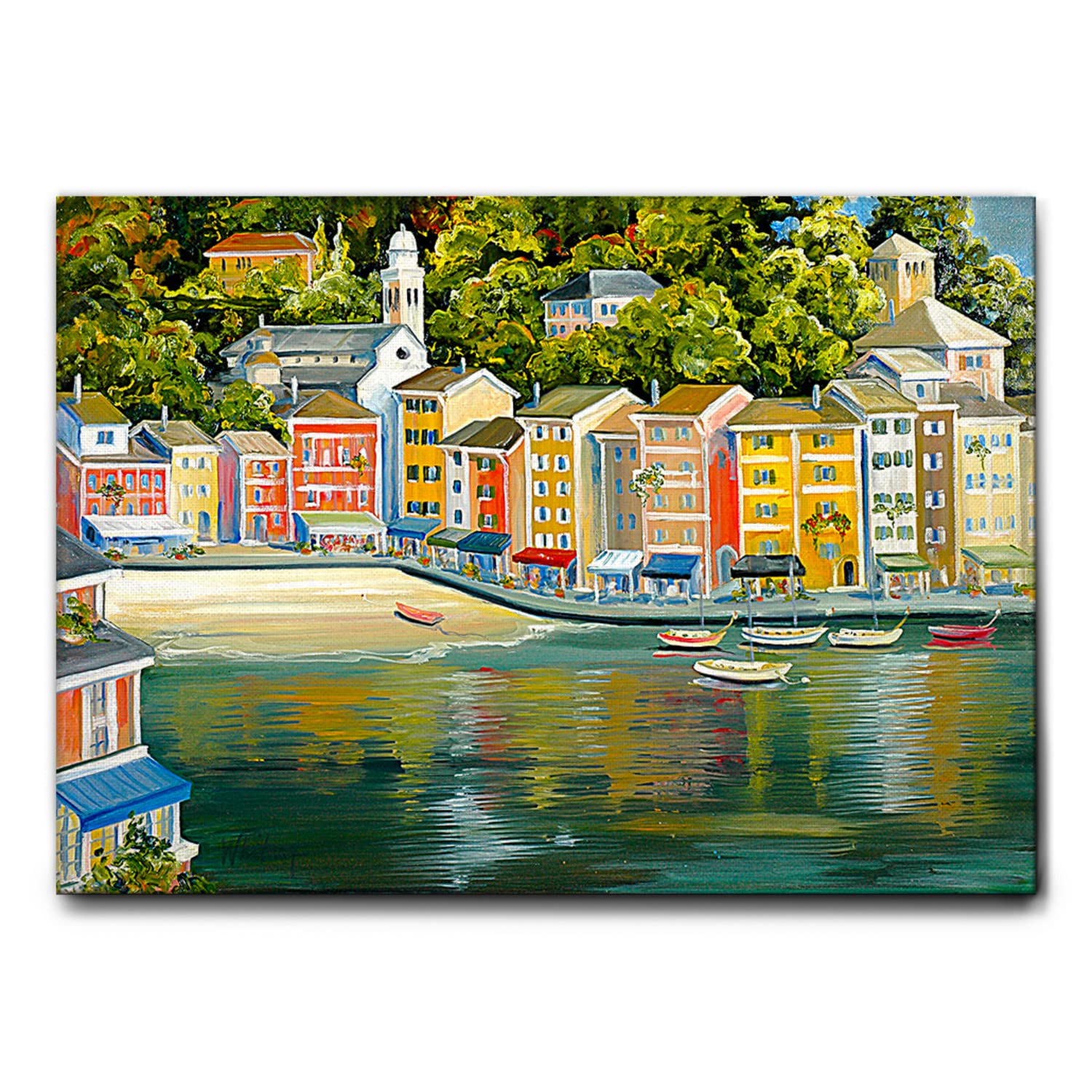 Giallobus - Quadro - Tisha Whitney - Portofino - Tela Canvas Telaio Standard - 140x100 - Pronto da Appendere - Quadri Moderni per la casa