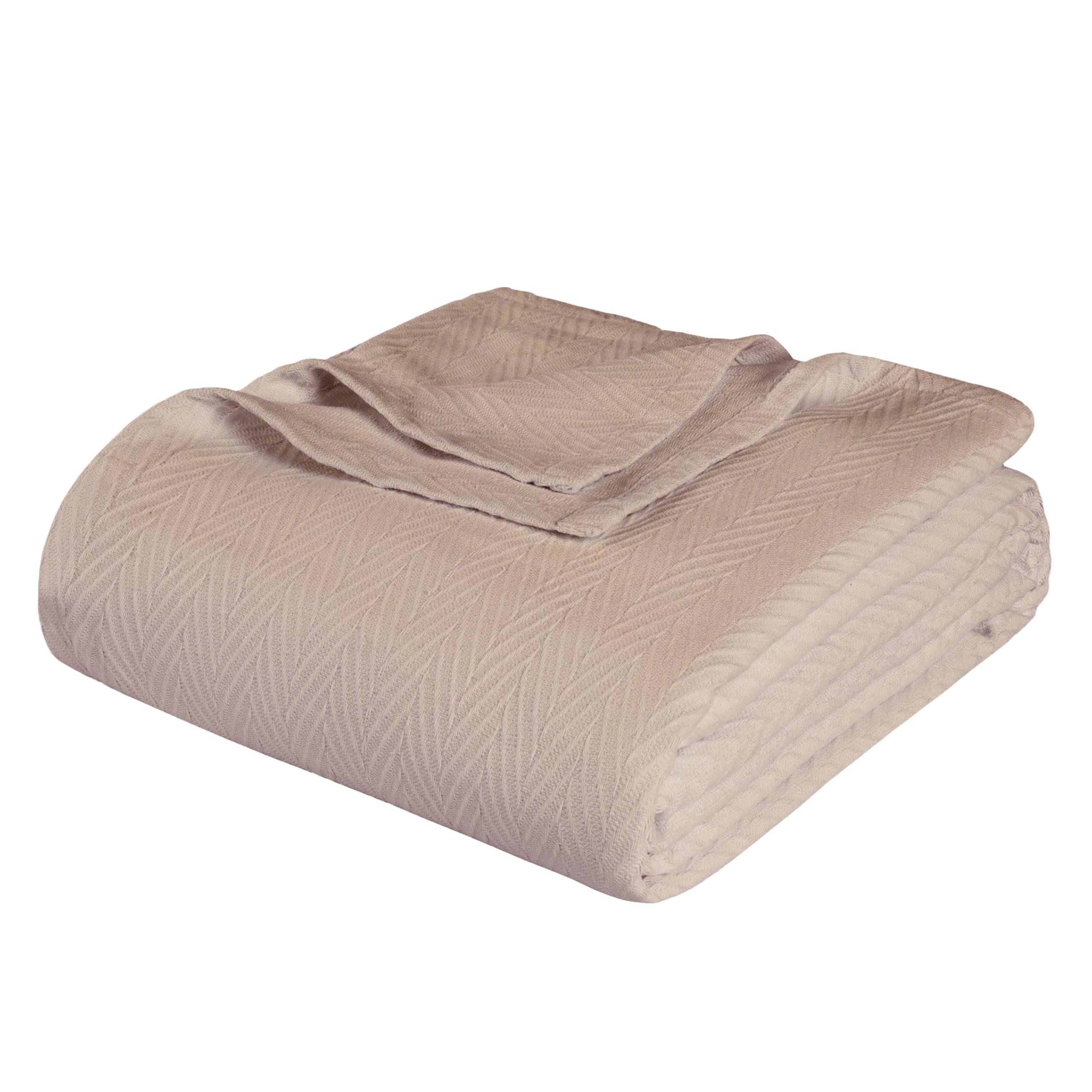 Superior 100% Cotton Blanket Oversized Throw, Woven Blanket for Couch, Bed, Bedding, Farmhouse, Home Essentials, Cute and Cozy Bohemian Blankets, Herringbone Weave, King, Khaki