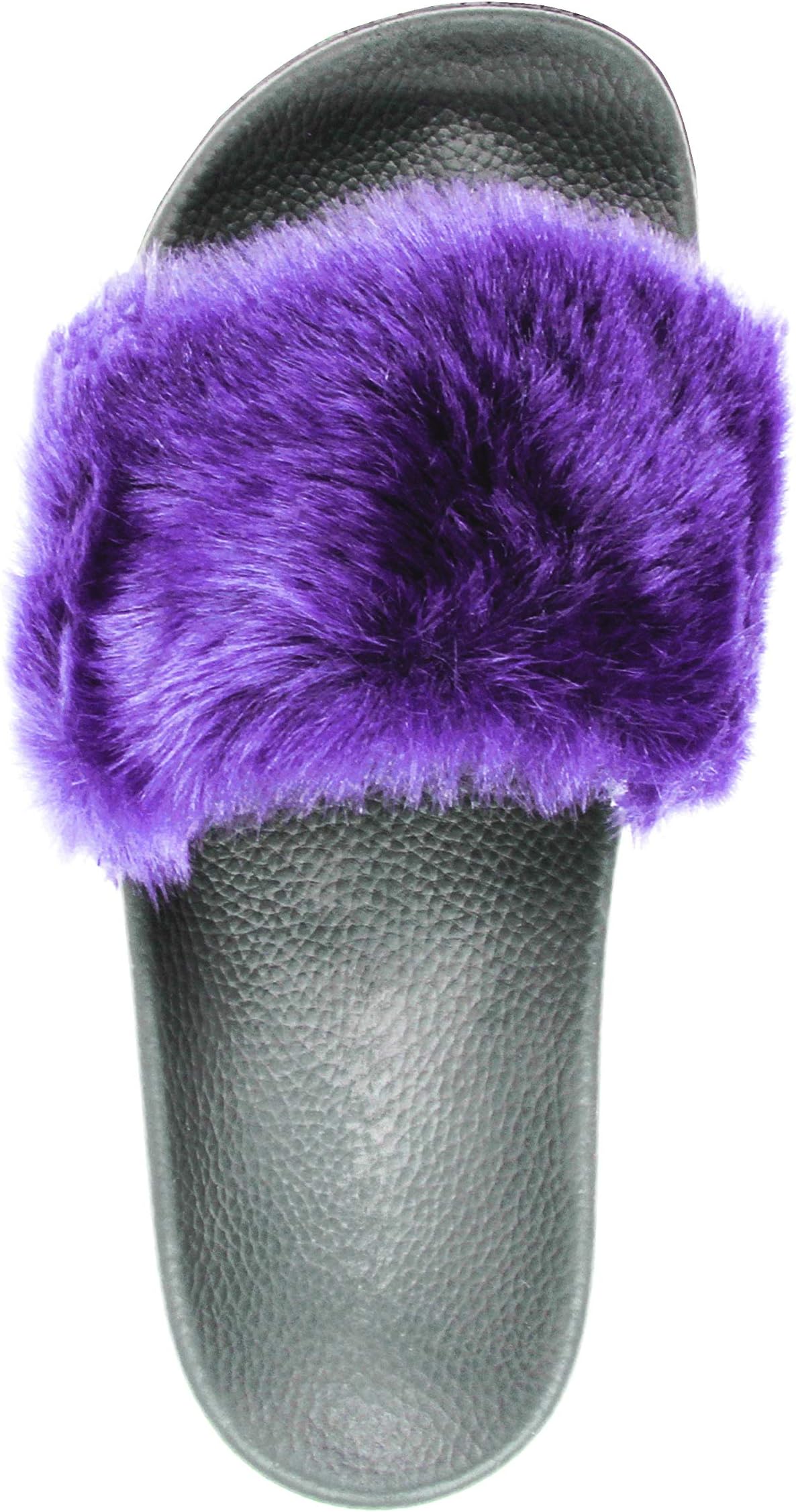 NewYouDirect Fur Slides for Women,Fuzzy Sandals Slippers Flip Flop Furry Slides Soft Flat for Indoor Outdoor Purple